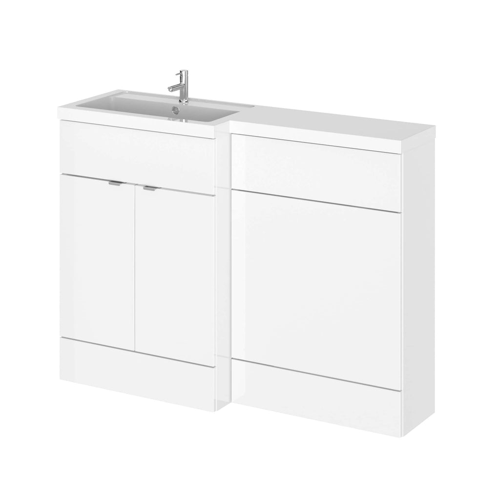 Modern white bathroom vanity unit with integrated sink and sleek storage drawers, ideal for contemporary bathroom designs. Perfect for bathroom renovation and maximising space.