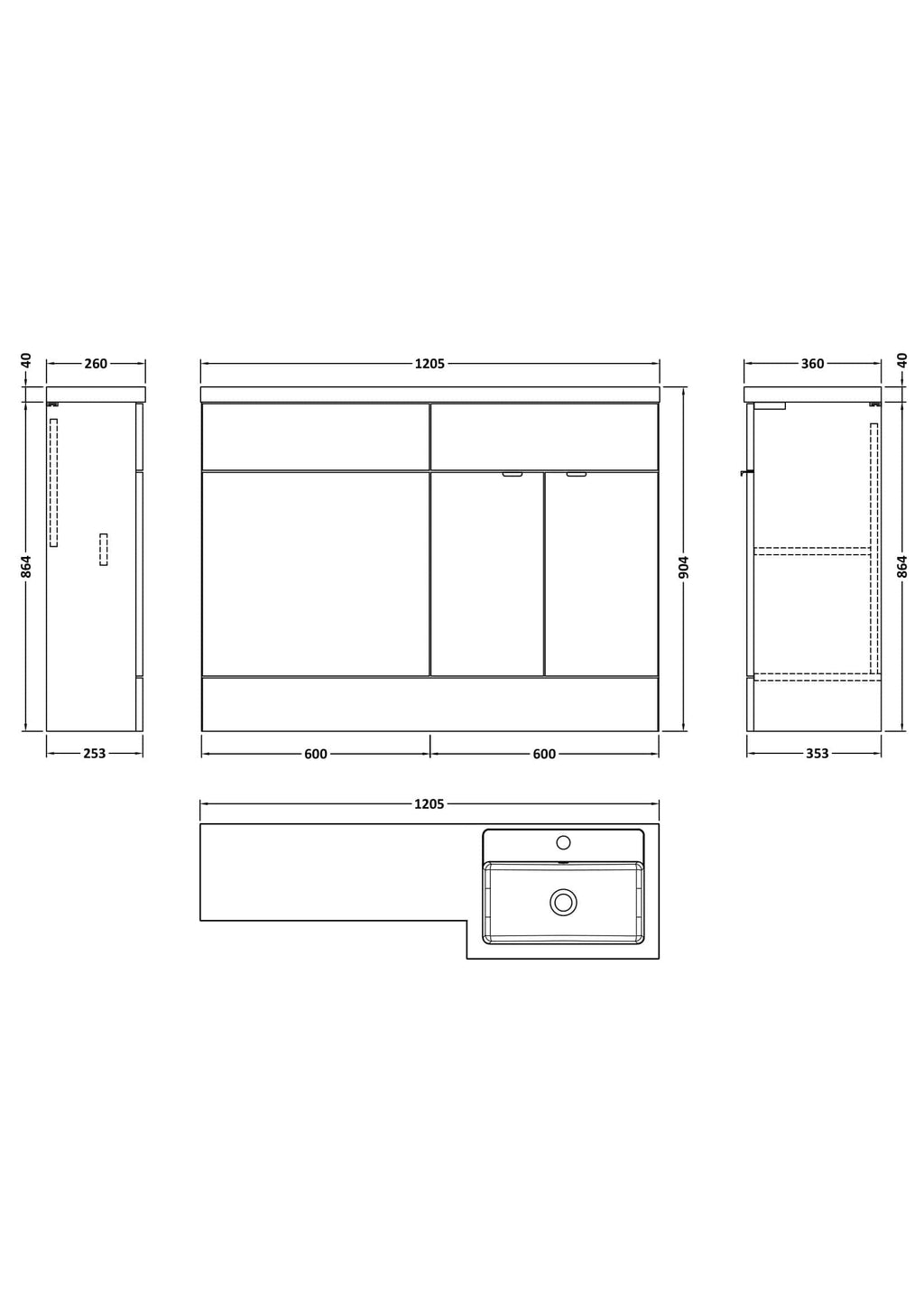 Spacious modern bathroom vanity with sink, drawers, and storage cabinets, designed for elegant Bubly Bathrooms installations.