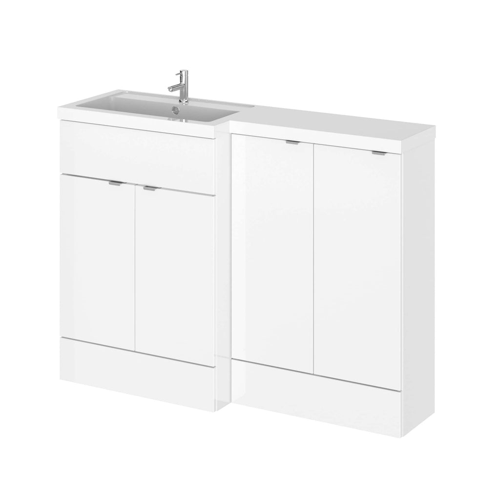 Wall-mounted bathroom vanity unit with sink, modern white finish, storage cabinets, sleek design, ideal for contemporary bathroom decor.