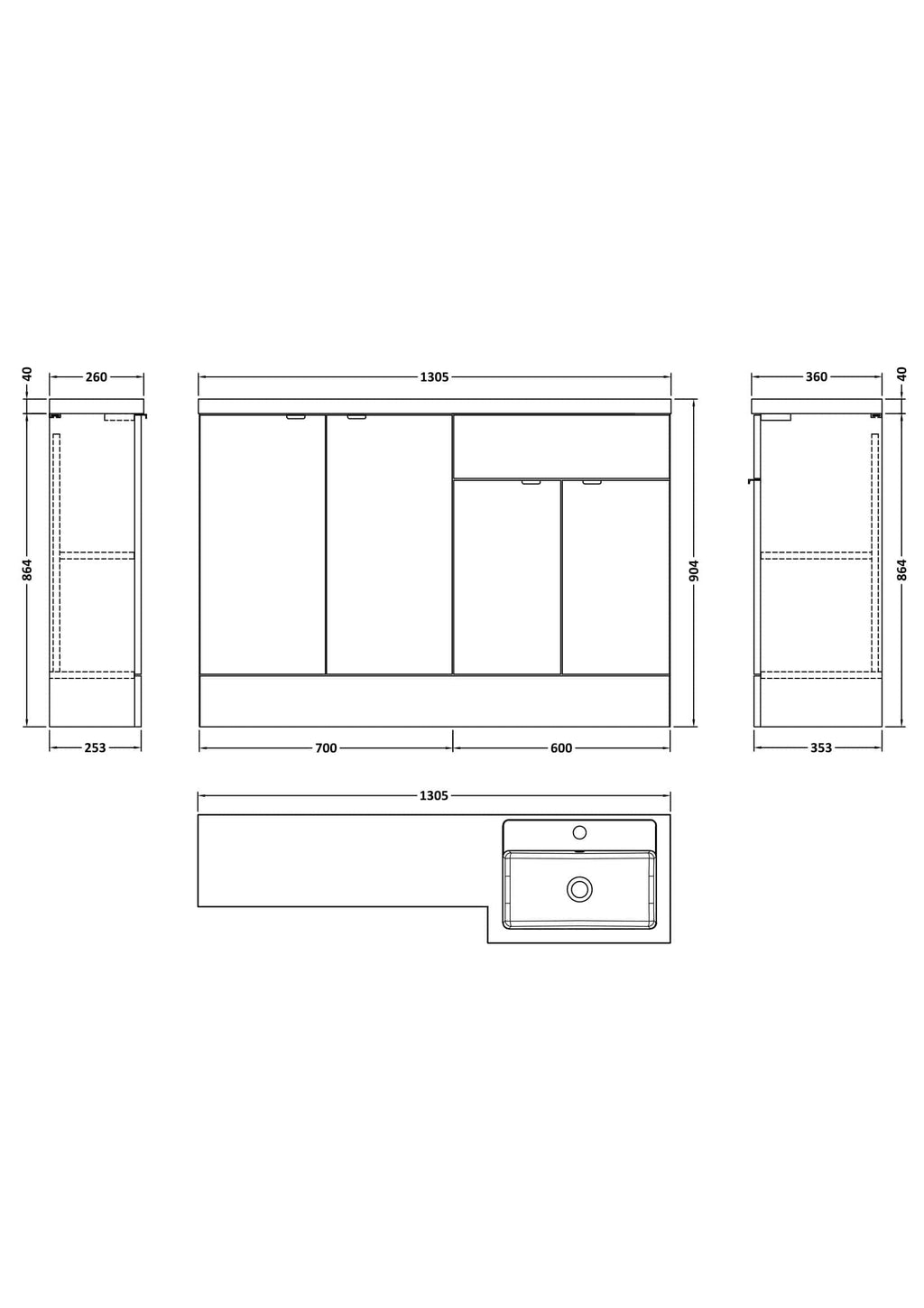 Modern bathroom vanity cabinet with integrated sink, featured in Bubly Bathrooms collection, showcasing sleek design, ample storage, and high-quality materials for stylish bathroom storage solutions.