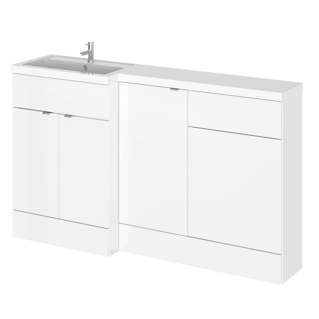 Sleek white bathroom vanity with integrated sink and storage cabinets, modern design ideal for contemporary bathrooms, durable and functional bathroom furniture for optimal space efficiency.