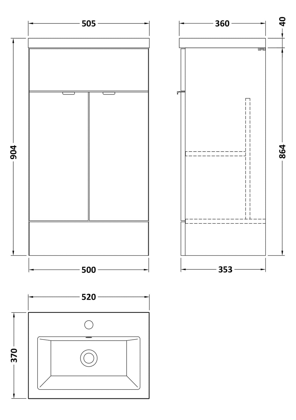Sleek bathroom vanity unit with ample storage, designed for modern bathrooms, featuring clean lines and practical dimensions for optimal space utilisation.