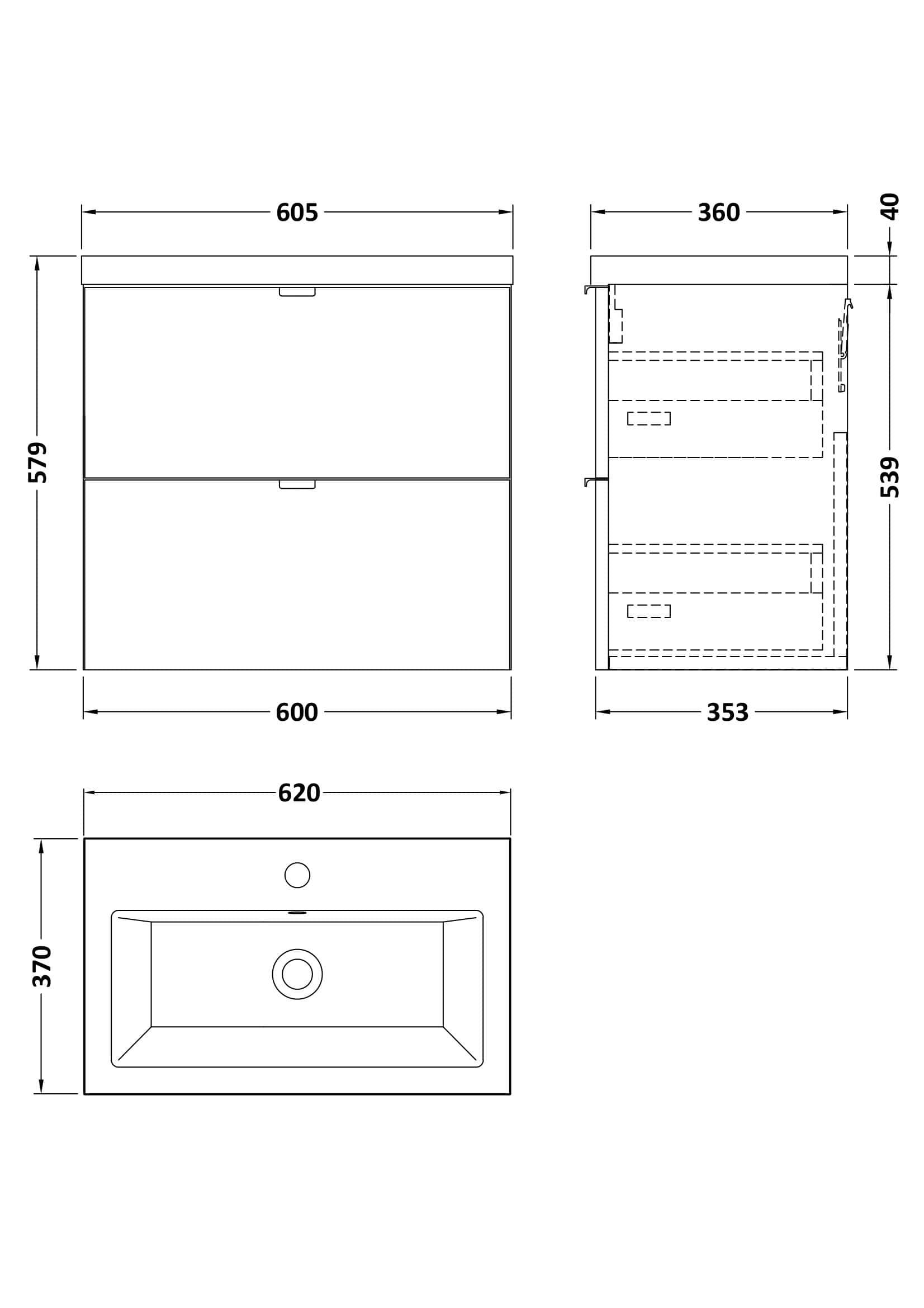 Modern bathroom vanity with dual drawers and sleek design, perfect for contemporary bubly bathrooms. Features precise measurements and ample storage space for organised bathroom essentials.