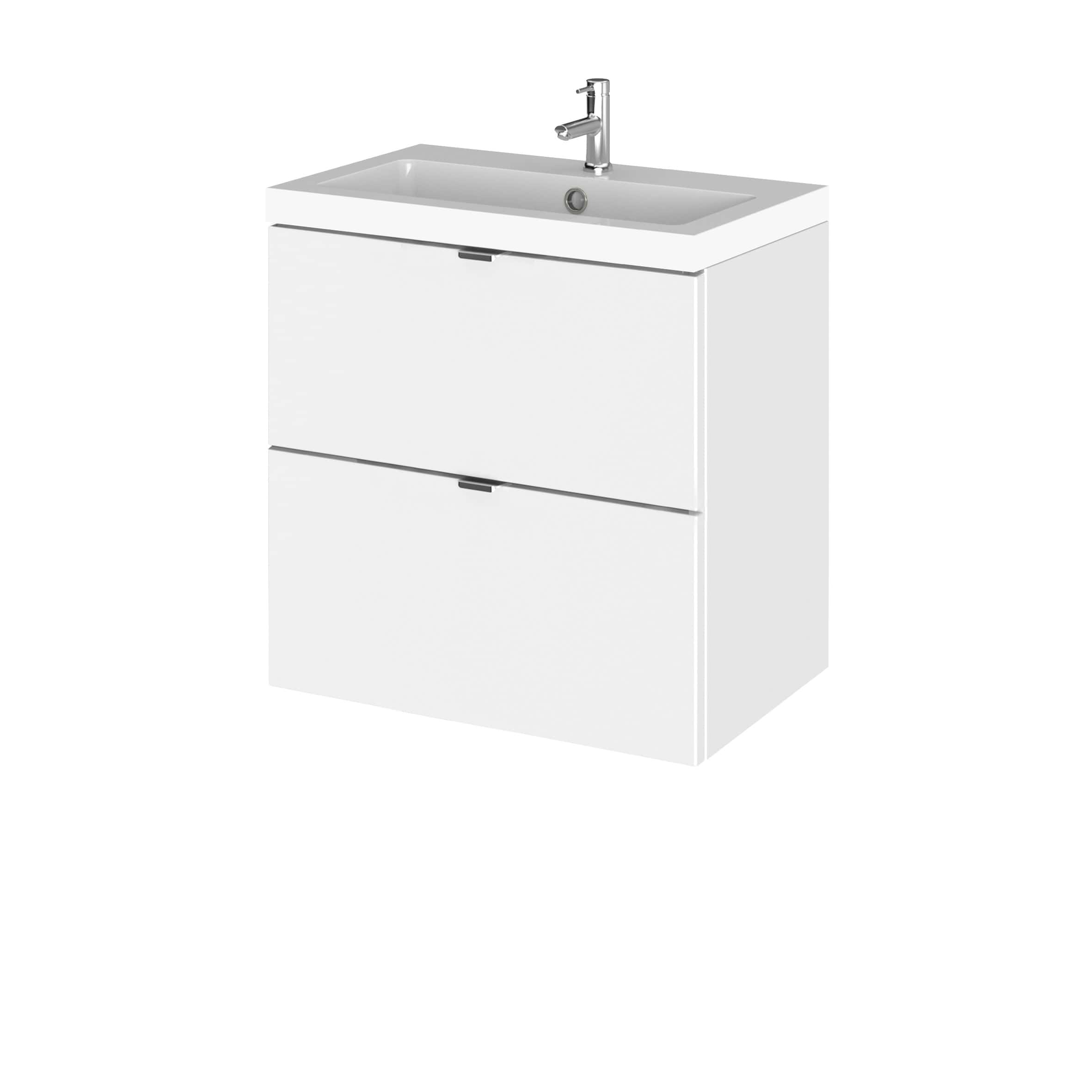 Sleek white bathroom vanity with integrated sink and storage drawers, perfect for modern bathroom designs and efficient space utilisation for a clean and minimalist look.