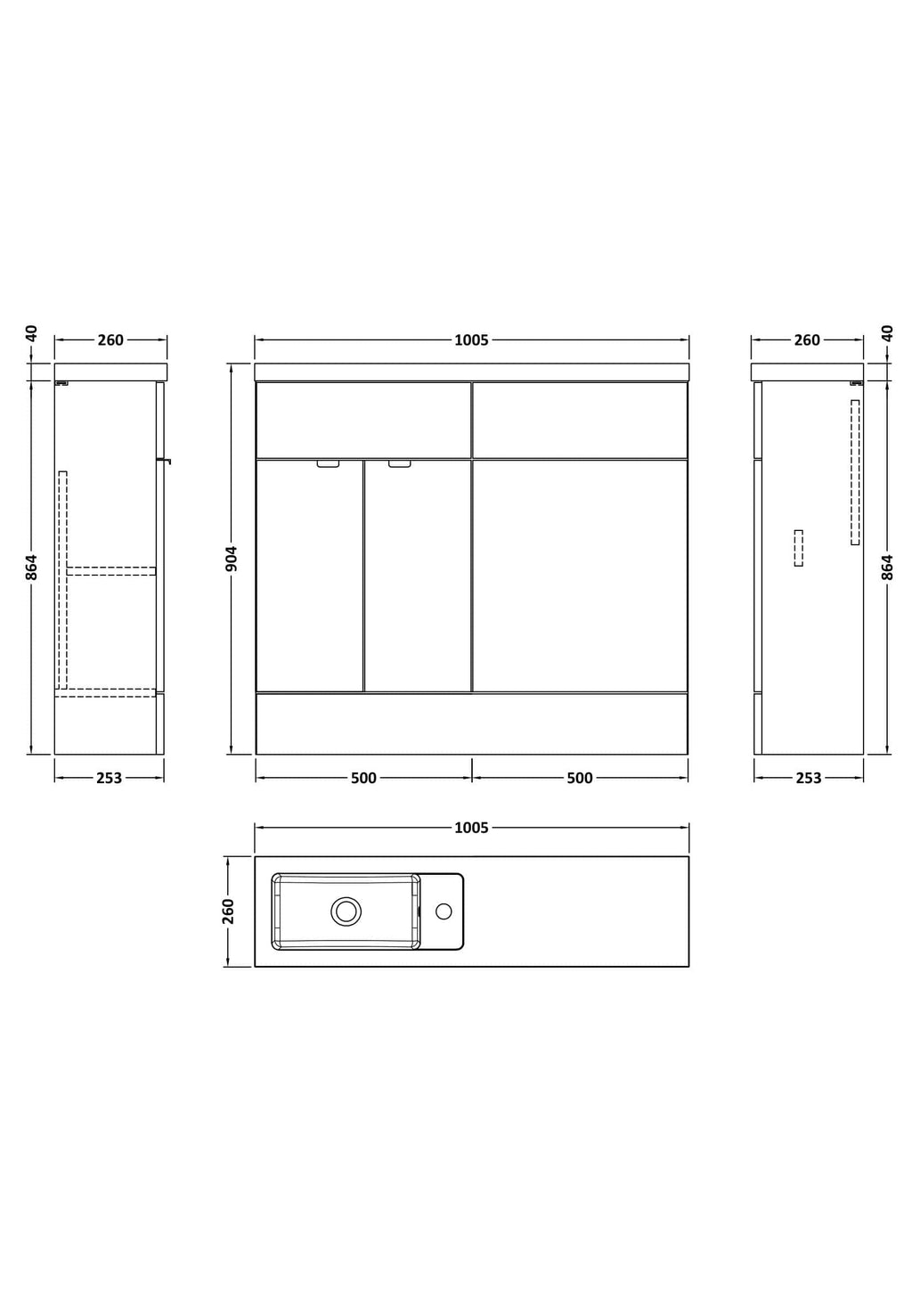 Modern bathroom vanity unit with integrated sink and storage, designed for stylish and functional Bubly Bathrooms. Perfect for contemporary bathroom renovations.