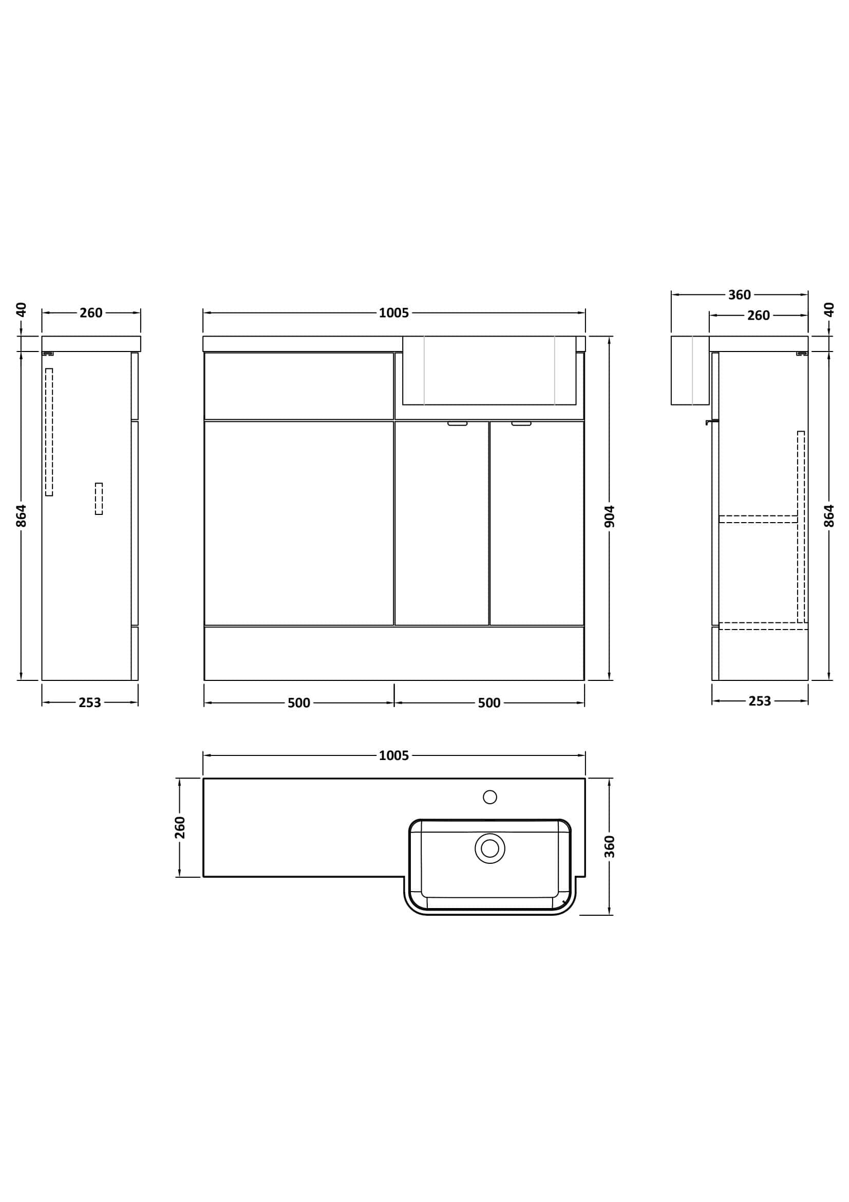 High-quality bathroom vanity unit with double doors, fitted sink, and sleek design, perfect for modern Bubly bathrooms; includes detailed measurements for custom installation.