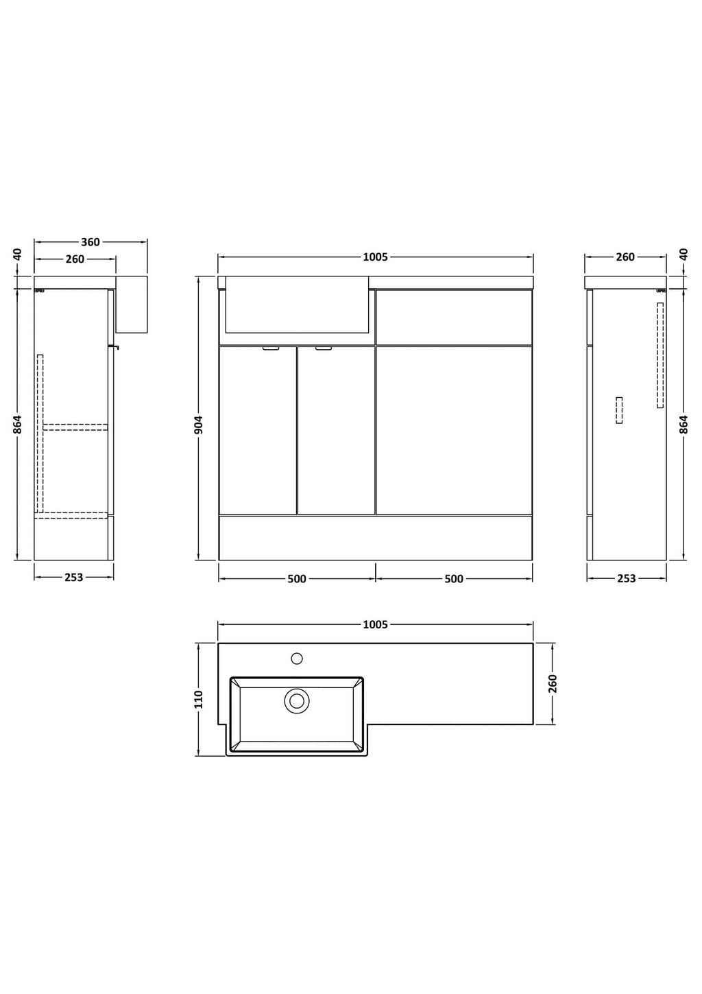 Sleek modern bathroom vanity unit with integrated sink, clean lines, and ample storage space, perfect for contemporary bathroom designs and optimal organisation.