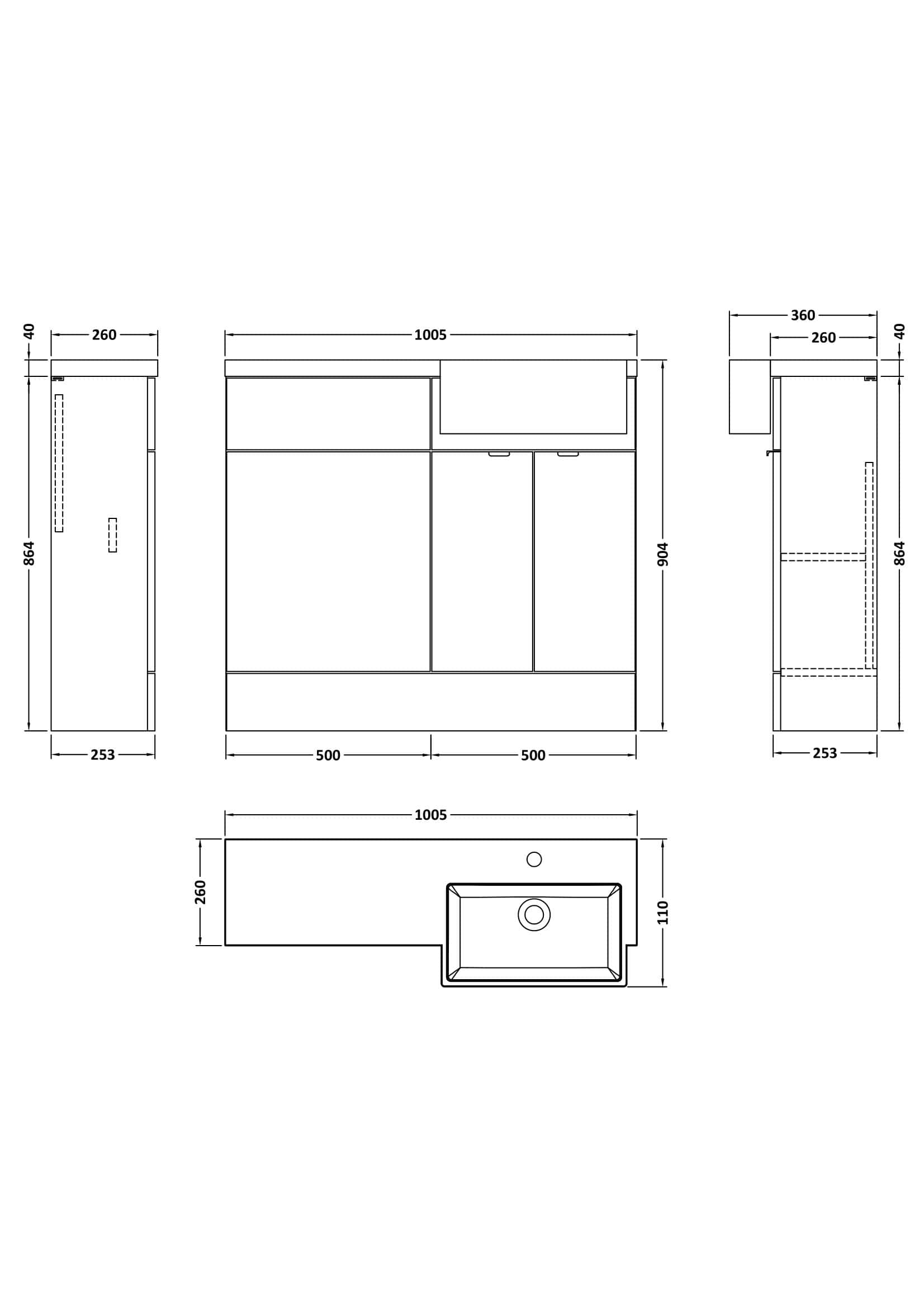 Sleek modern bathroom vanity with integrated sink and storage designed by Bubly Bathrooms, perfect for contemporary UK homes. Features precise measurements and functional layout.