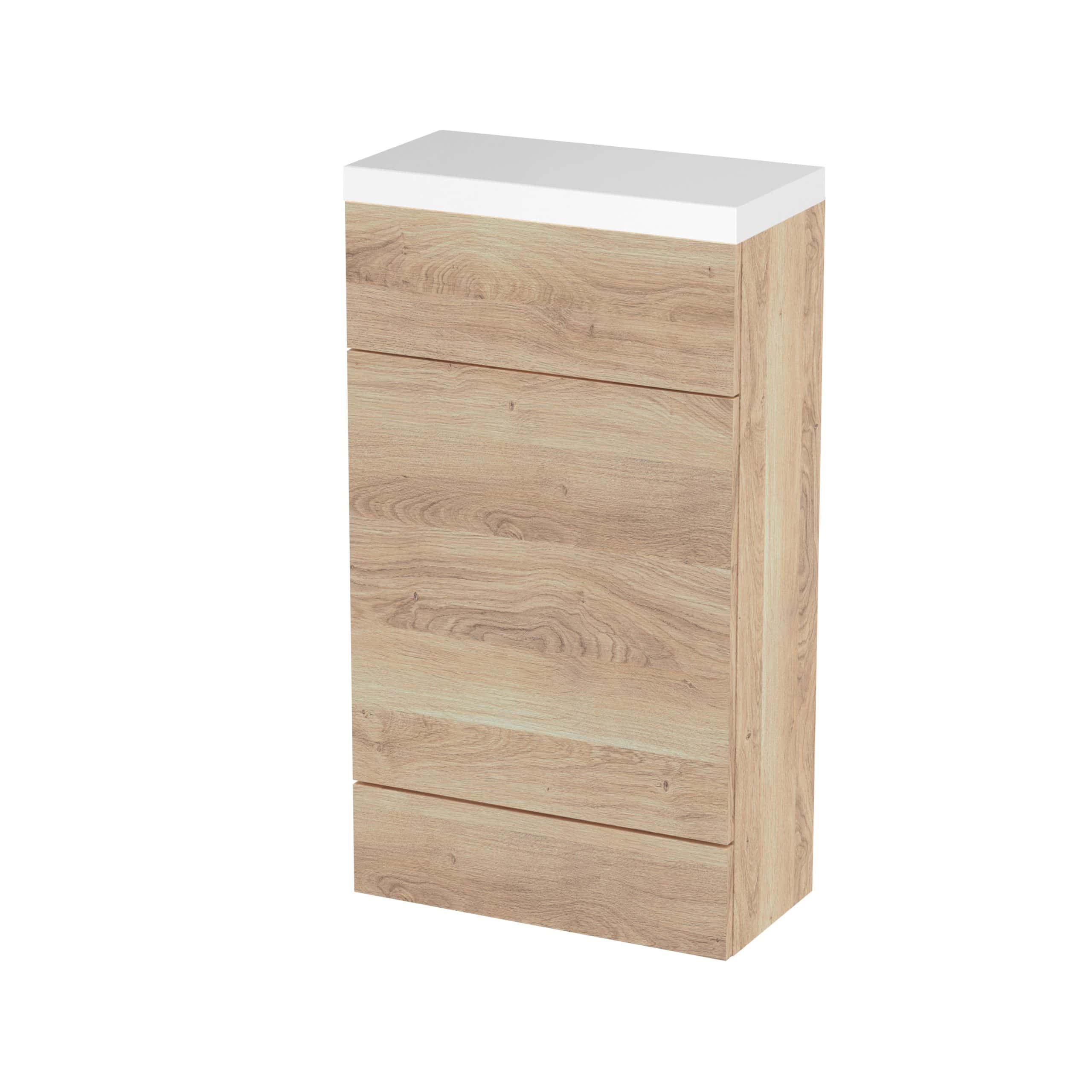 Modern wooden bathroom cabinet with white countertop, stylish storage solution for bathroom essentials. Made from natural wood, enhances any bathroom decor.