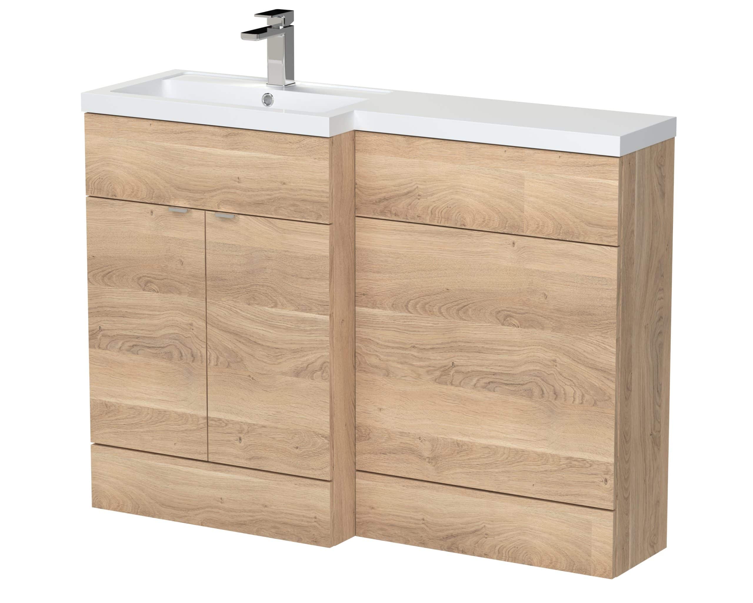 S1400-BUBLY-Bathroom Vanity Unit with Sink and Oak Finish, Modern Bathroom Storage and Countertop in UK Bathrooms.