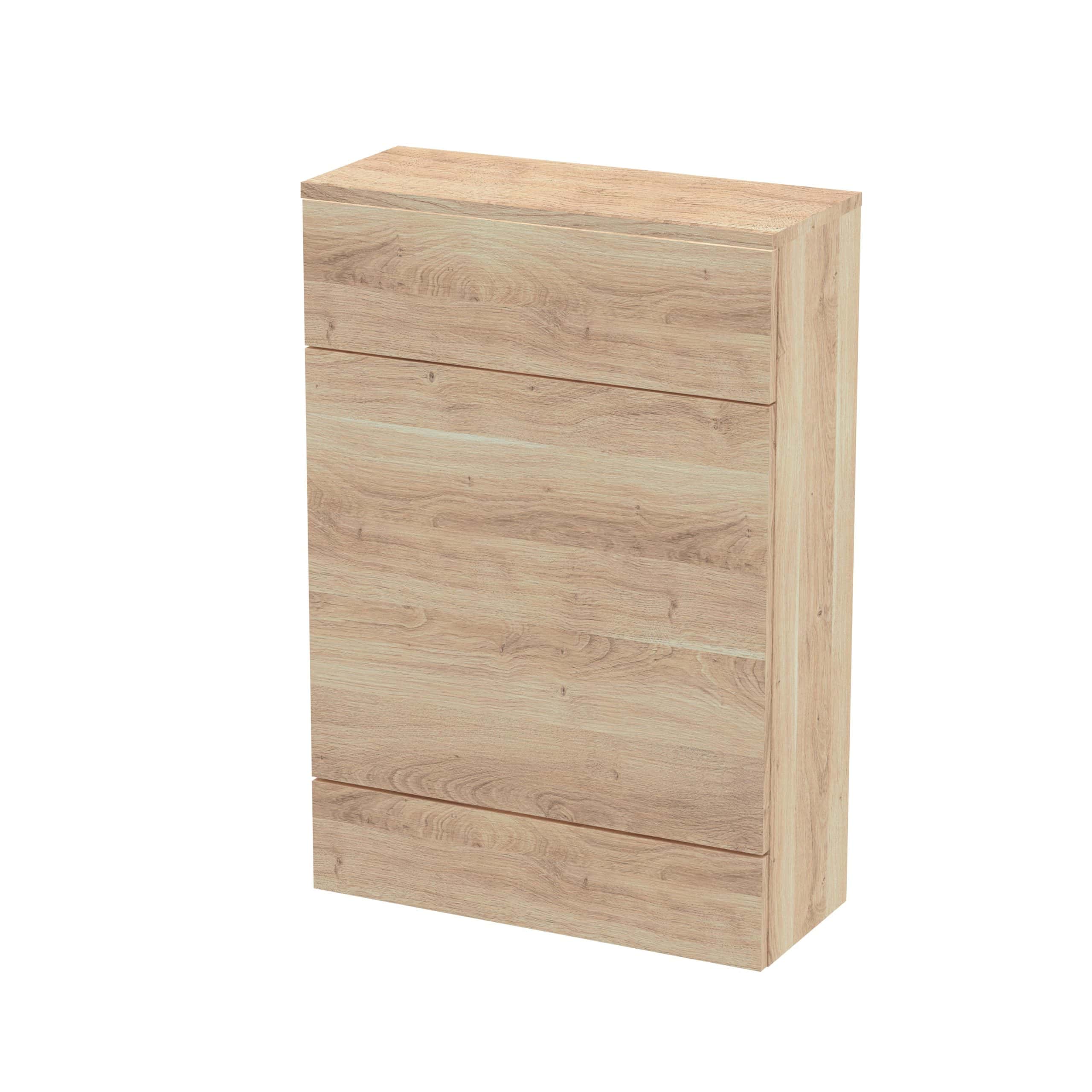 Natural wood-effect bathroom storage cabinet with two drawers, ideal for organising toiletries and essentials, blending modern style with functional storage in your bathroom.