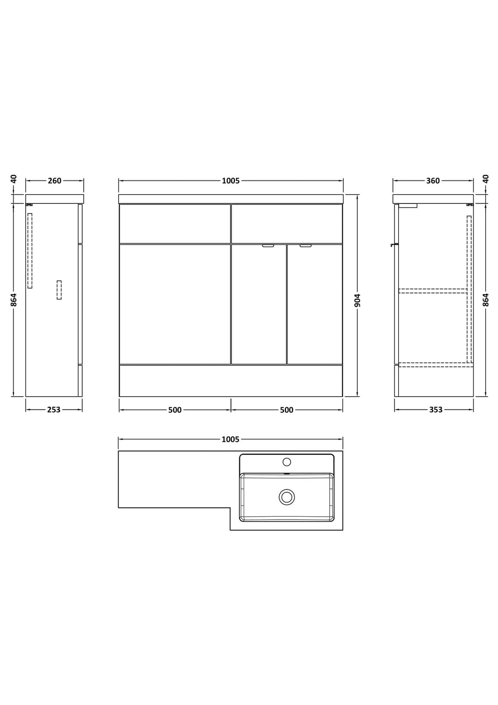 Sleek modern bathroom vanity unit with integrated sink and storage, featuring clean lines and ample space, perfect for contemporary Bubly bathrooms.
