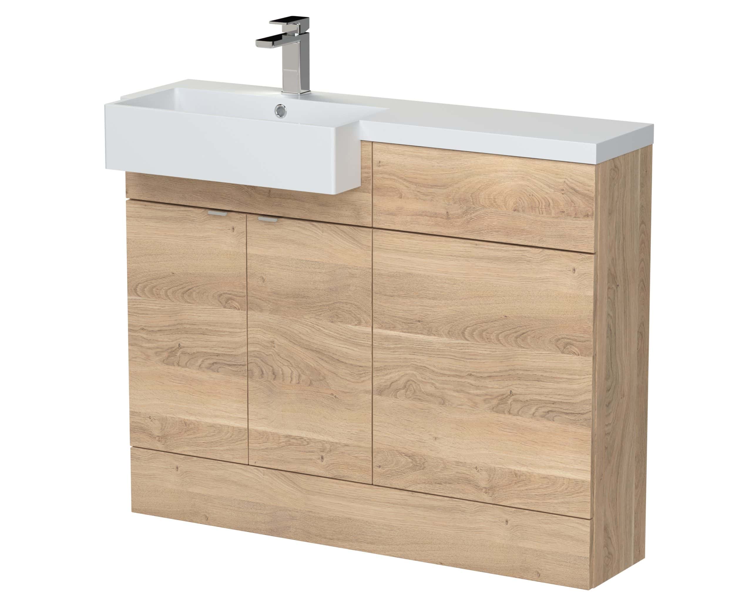 Stylish bathroom vanity unit with integrated sink and wooden cabinet, perfect for modern bathroom renovations. Made from quality materials for durability and contemporary design.