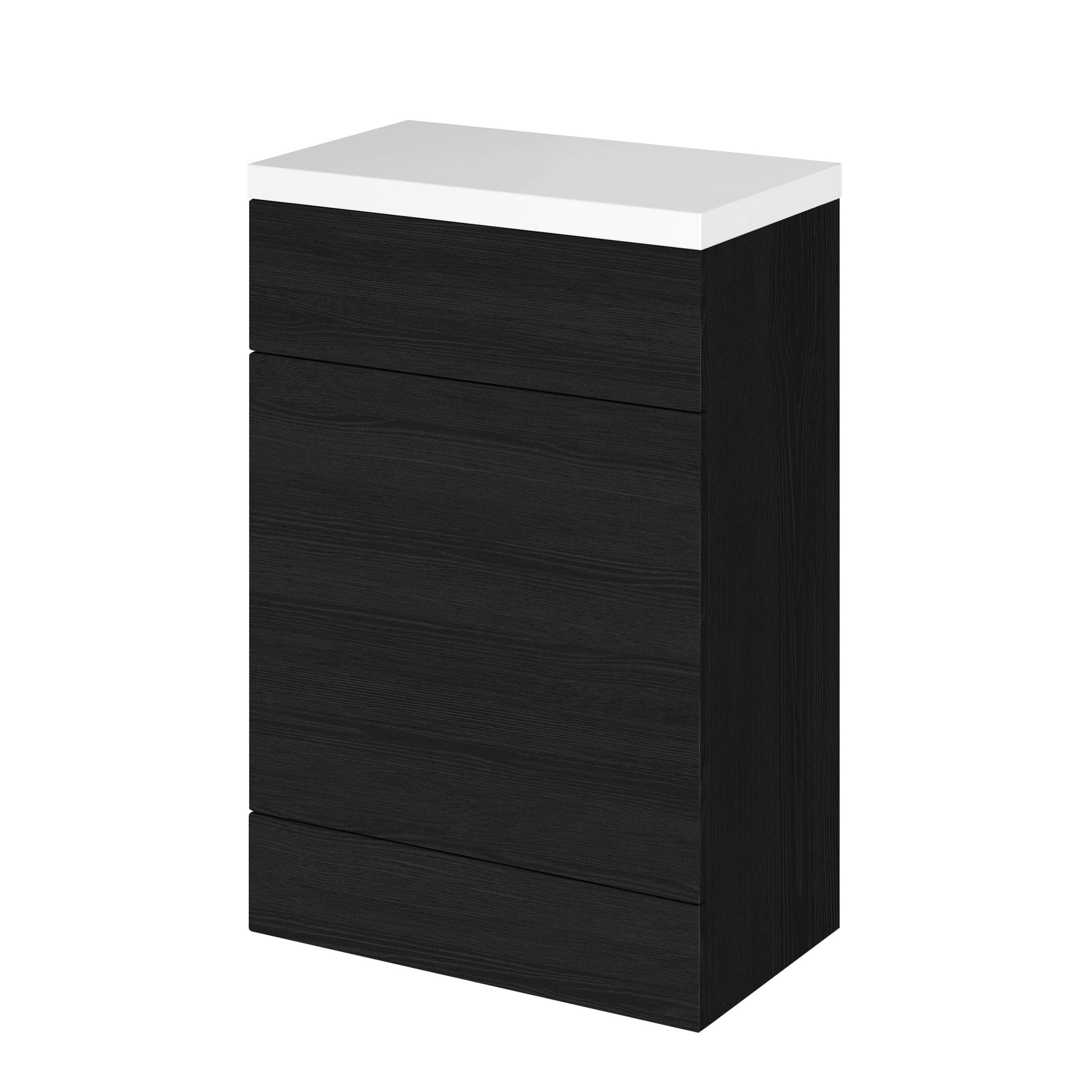 Sleek black bathroom cabinet with three drawers, modern storage solution for bathroom essentials. Minimalist design, high-quality finish, enhances contemporary bathroom decor.
