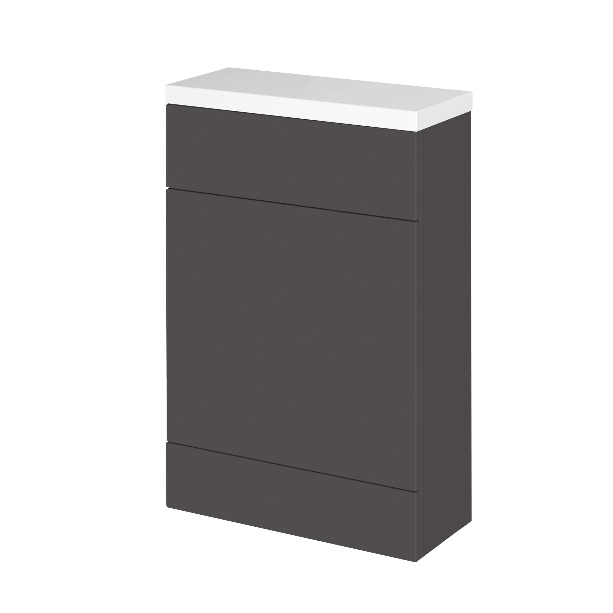 Sleek dark grey bathroom vanity unit with minimalist design and spacious drawers, ideal for modern bathrooms and storage solutions.