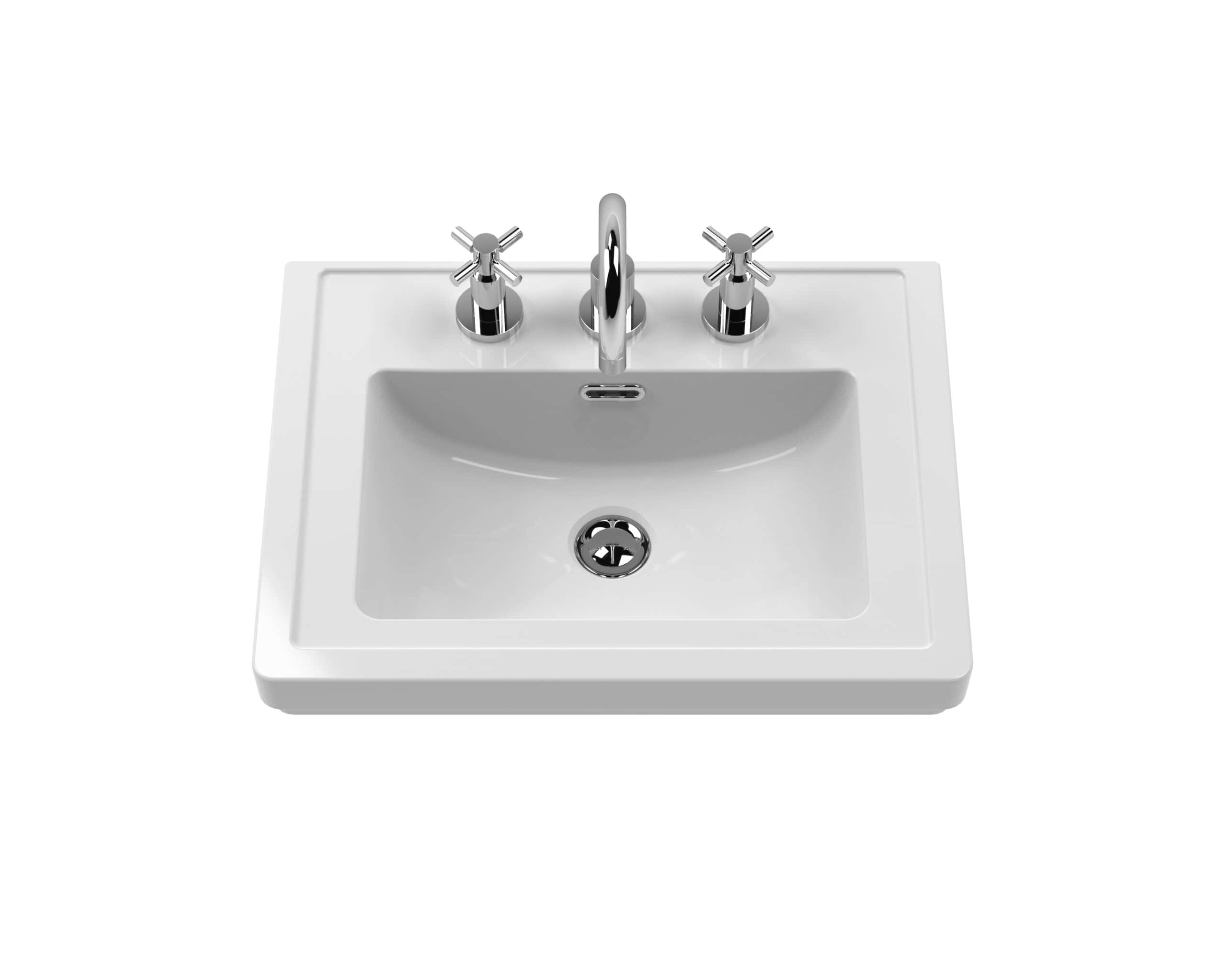 Shower sink with chrome taps and a modern white ceramic basin, ideal for contemporary bathroom designs. Perfect for upgrading bathroom functionality and style.