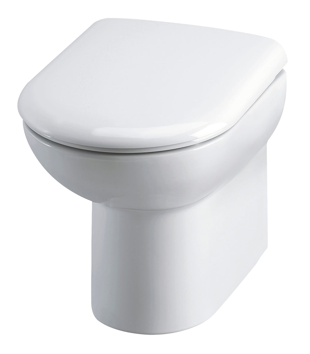 Elegant white ceramic close-coupled toilet designed for modern bathrooms, featuring a sleek, compact shape, easy-to-clean finish, and a comfortable seat for optimal bathroom hygiene and style.