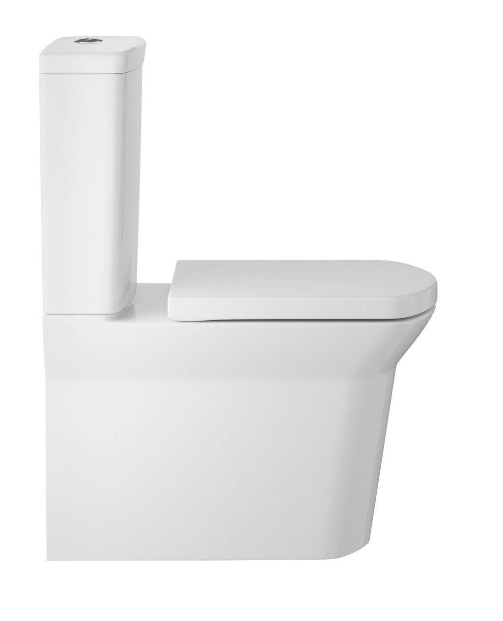 Sleek white modern toilet with dual flush system, ideal for contemporary bathroom bathrooms, offering efficient water savings and elegant design.