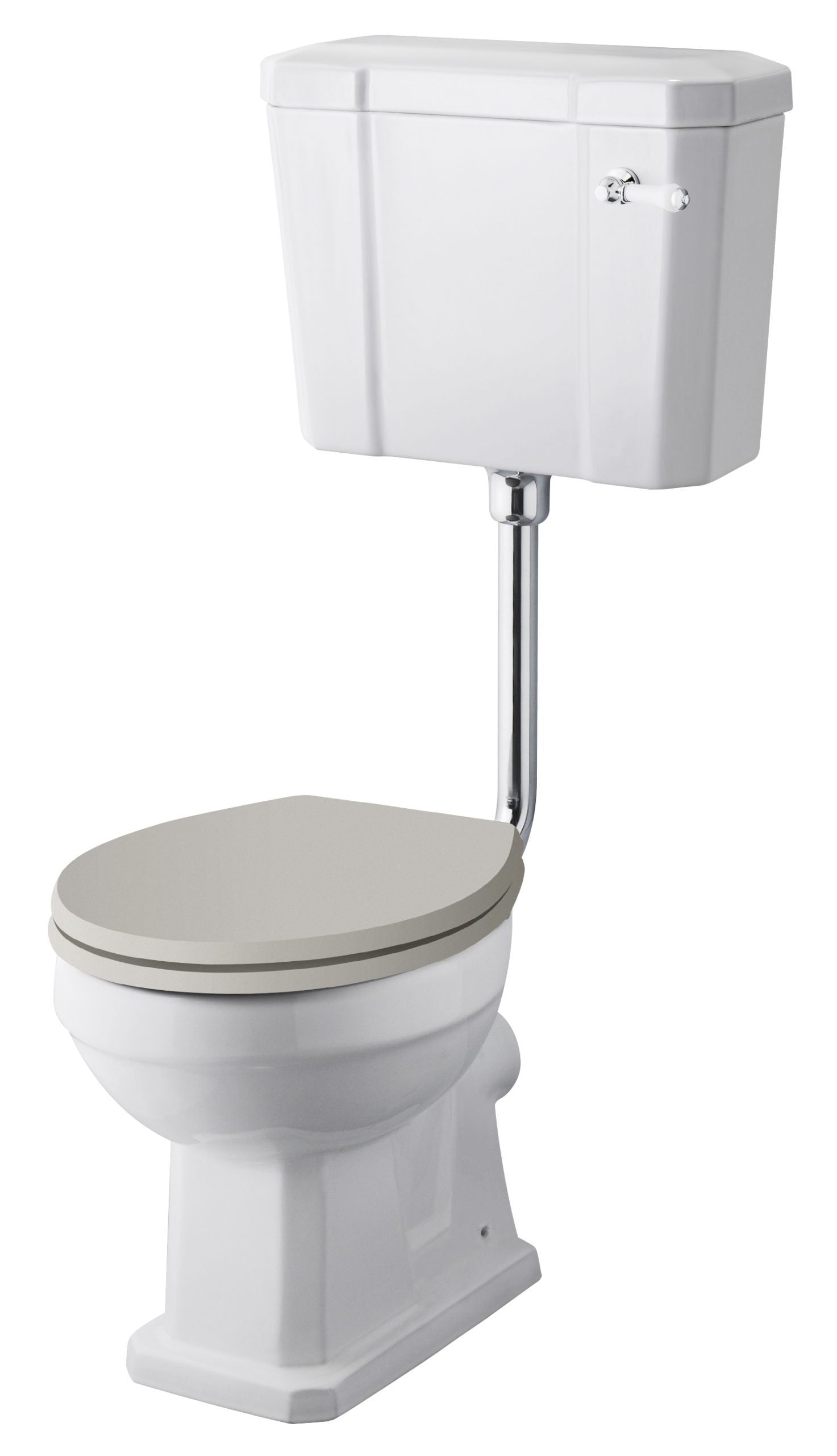 Toilet with dual flush cistern, white ceramic close-coupled toilet, ideal for bathroom renovation or refurbishment, featuring efficient water-saving technology.