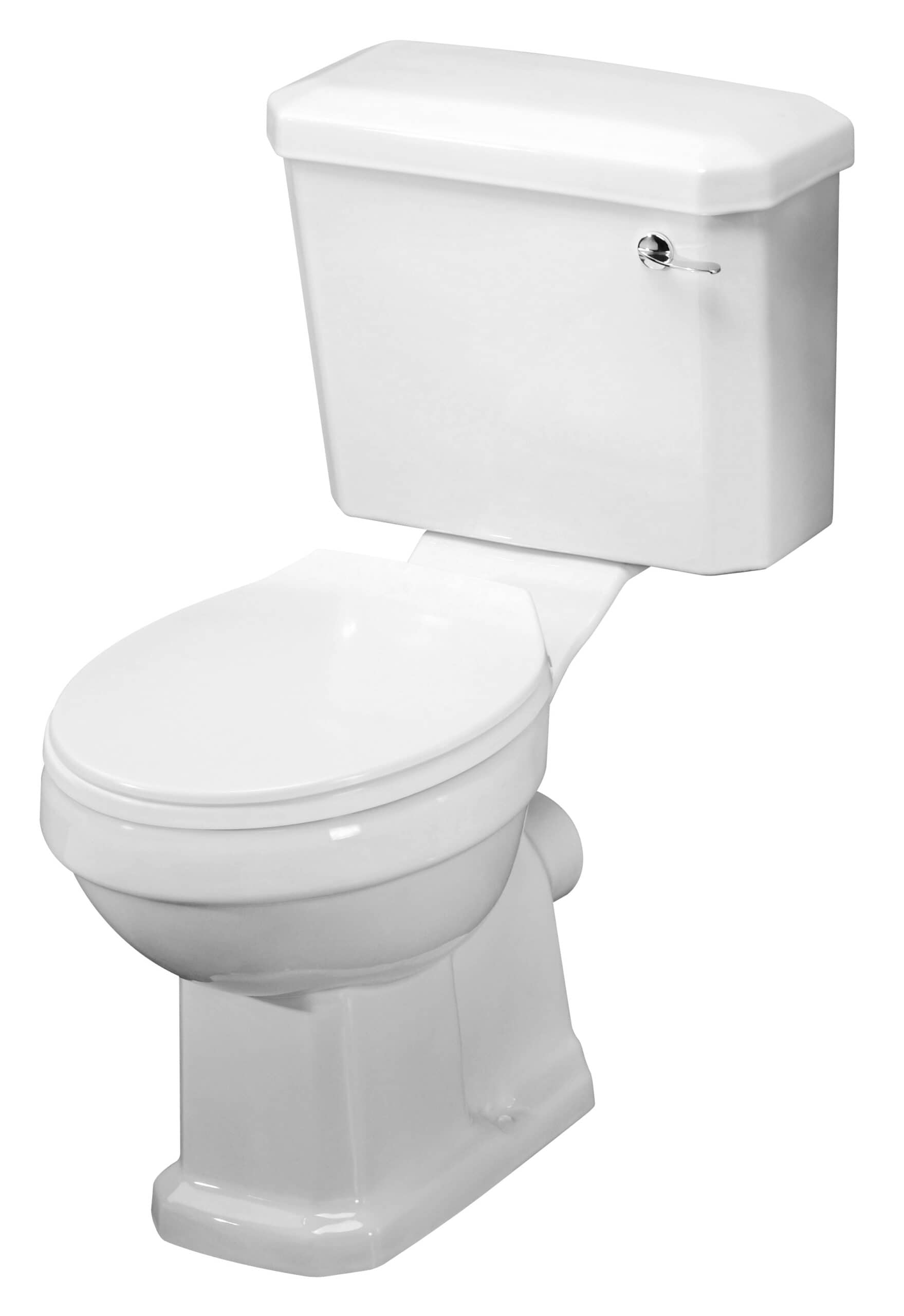 Toilet with cistern, modern bathroom fixtures, white ceramic toilet, efficient bathroom design, Bubly Bathrooms.