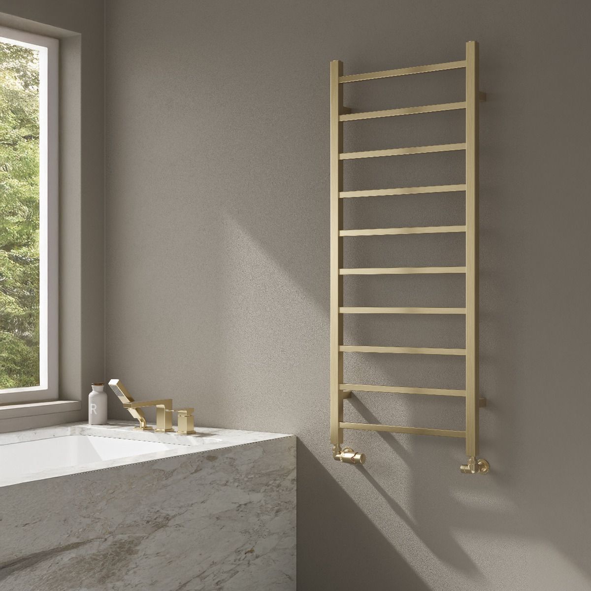 Reina Serena Brushed Brass Heated Towel Rail