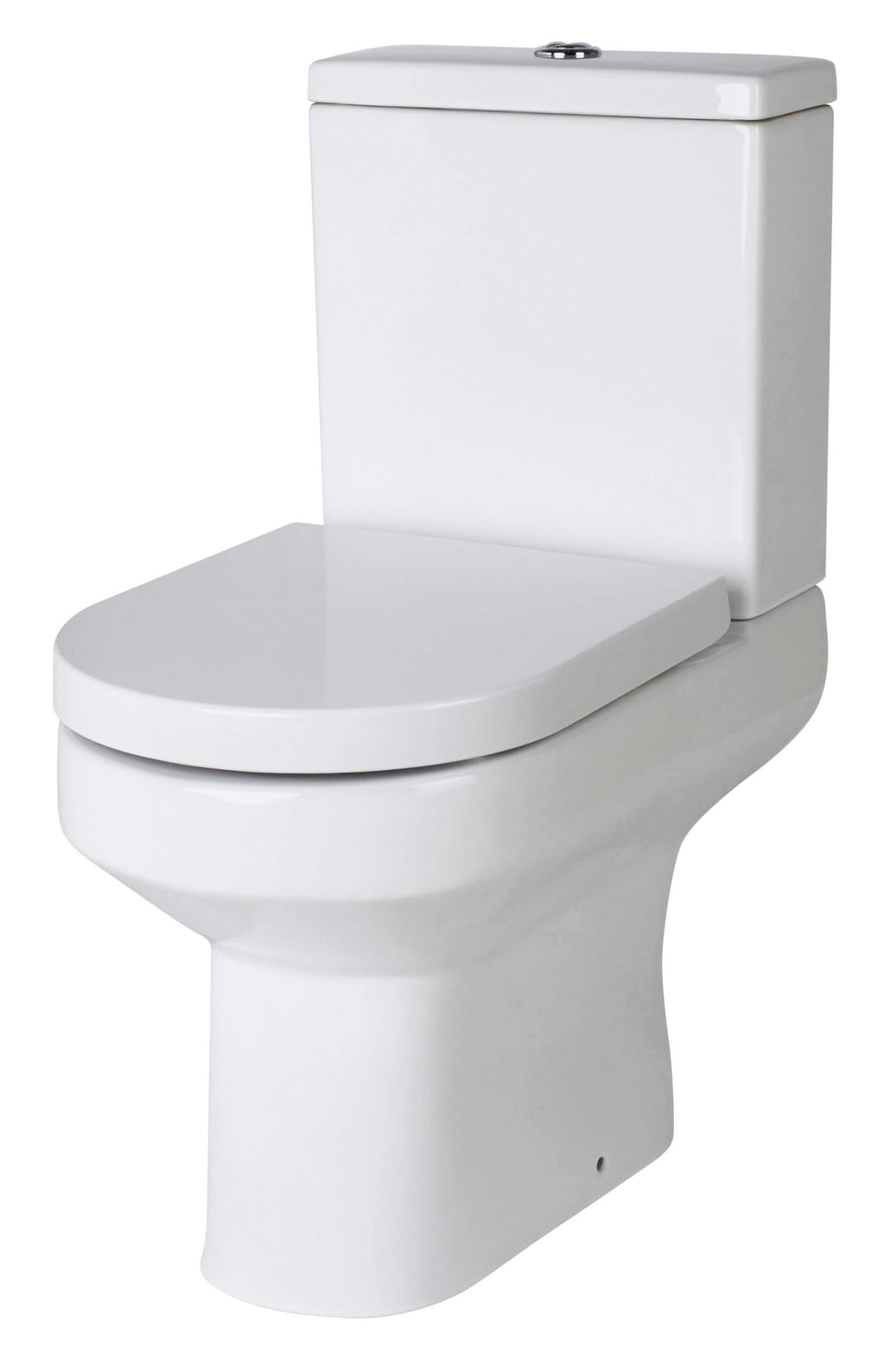 White ceramic close-coupled toilet from Bubly Bathrooms, designed for modern bathroom interiors.