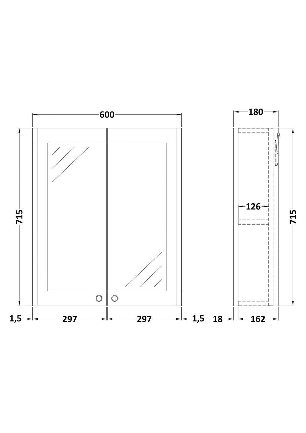 Recessed bathroom mirror cabinet with dual-door design, modern style, ideal for bathroom storage and organisation. Perfect for contemporary Bublly bathroom interiors.