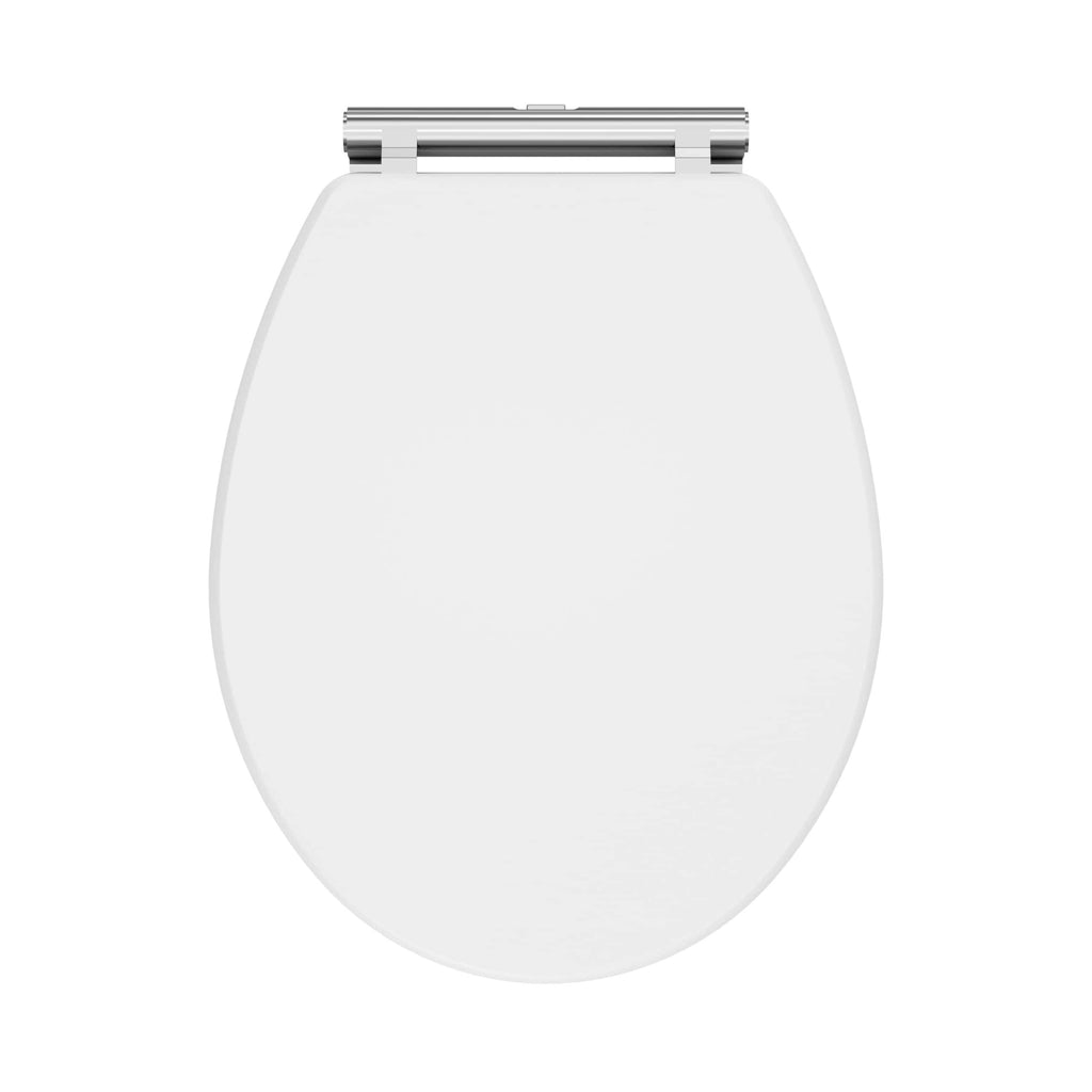 Anti-bacterial toilet seat cover with soft-close hinge, modern bathroom accessory, durable and hygienic hygienic toilet seat for bathroom renovations and upgrades, white colour, sleek design.