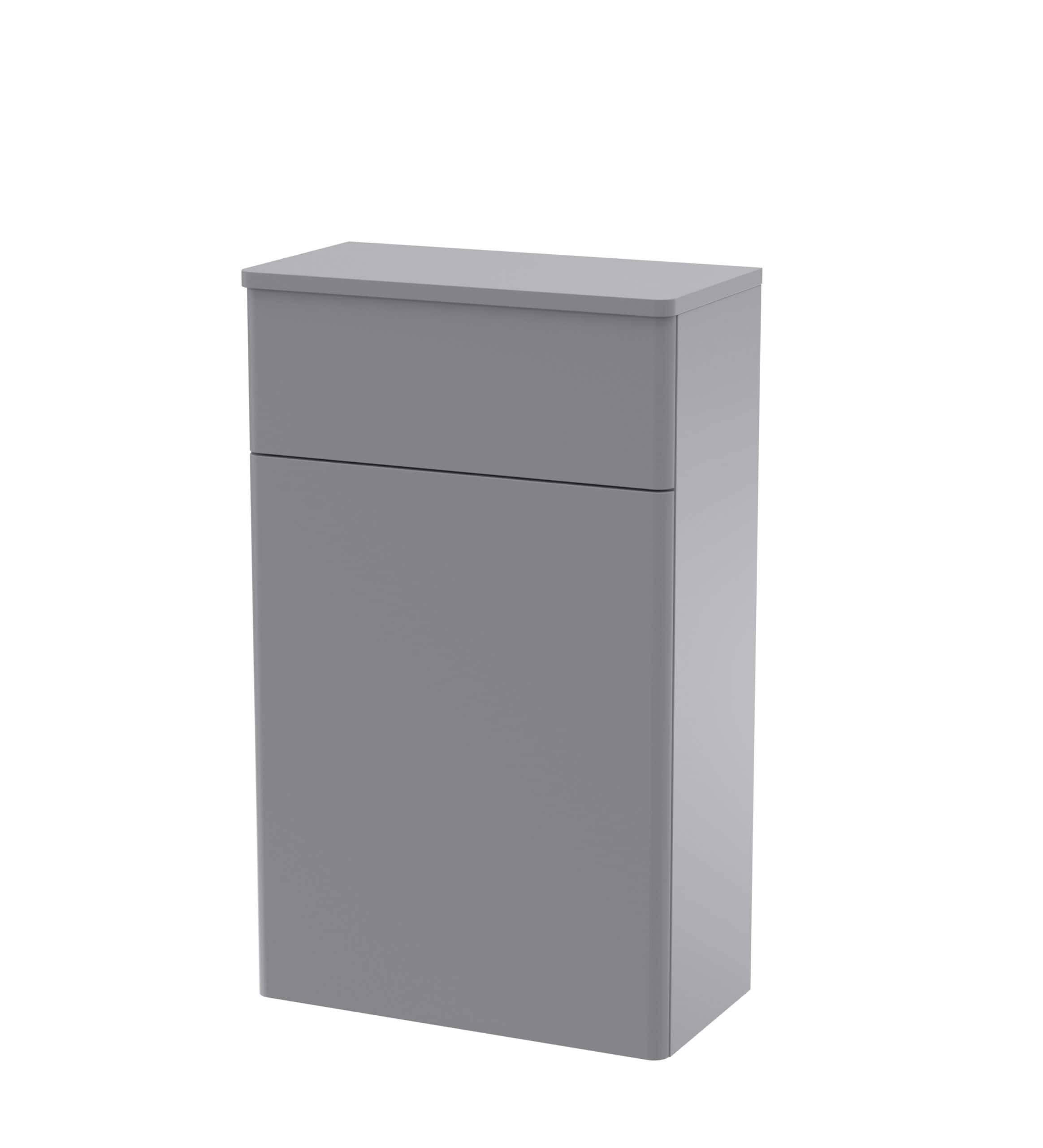 Smooth grey bathroom storage cabinet with sleek design for modern bathrooms and utilities.