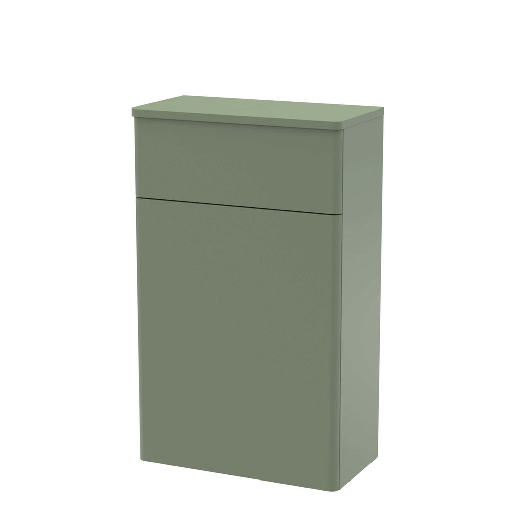 Sage green bathroom vanity cabinet with two drawers, modern storage solution for Igneous bathroom decor, sleek and functional design for contemporary bathrooms.