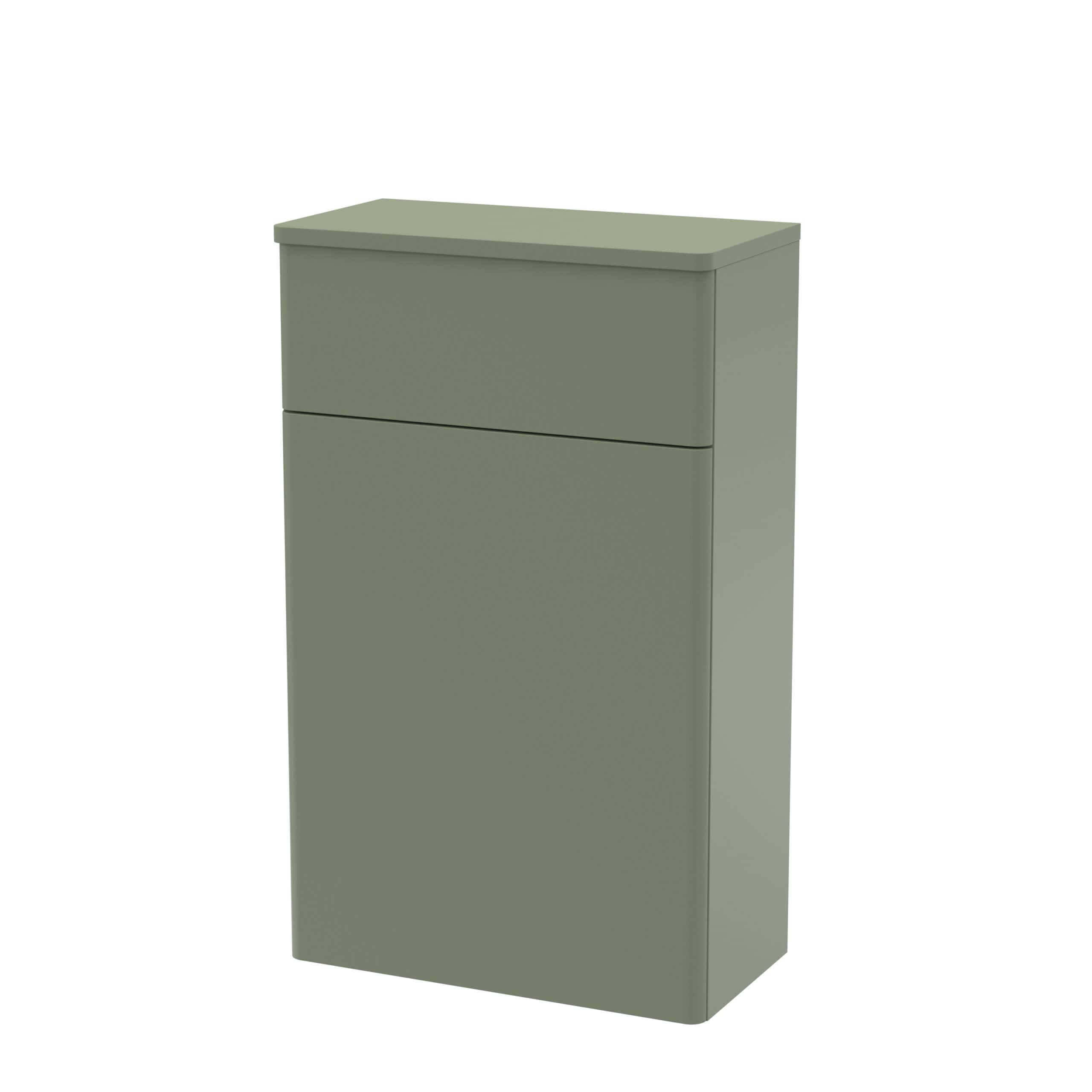Sage green bathroom vanity cabinet with two drawers, modern storage solution for Igneous bathroom decor, sleek and functional design for contemporary bathrooms.