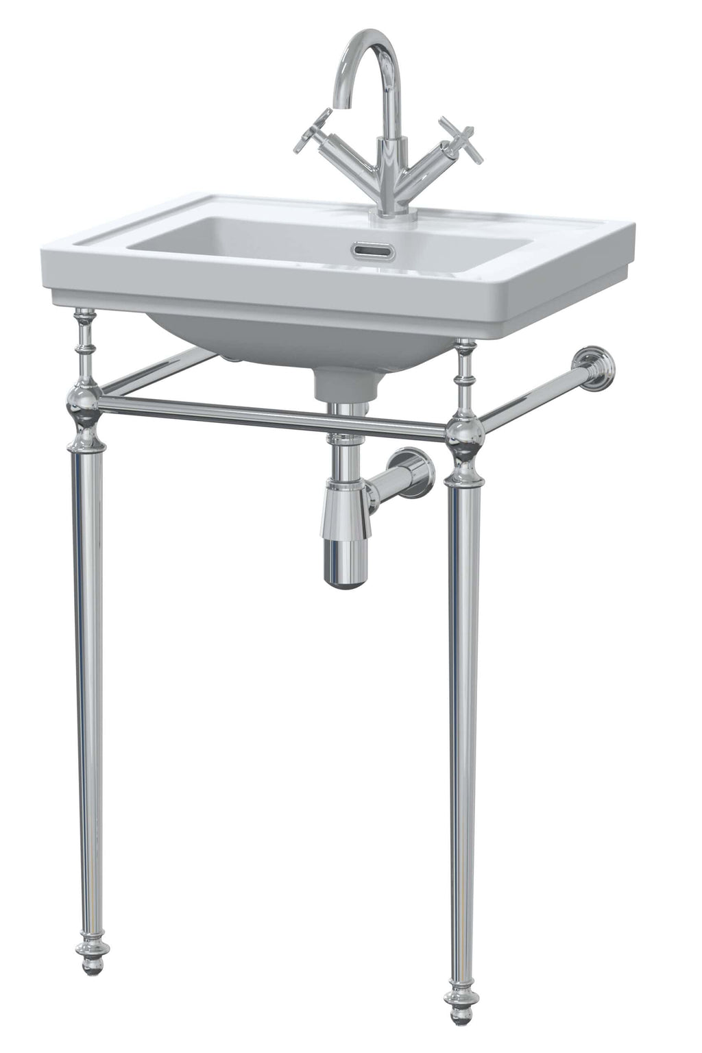 Nuie Carlton Basin With Washstand - 531mm - White/Chrome