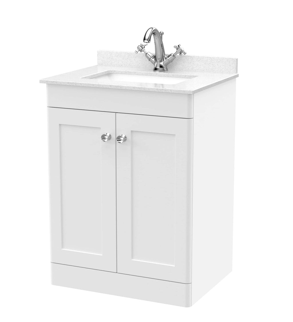 Nuie Classique 2 Door Floorstanding Vanity Unit With Rectangular Basin And White Worktop - 1 TH