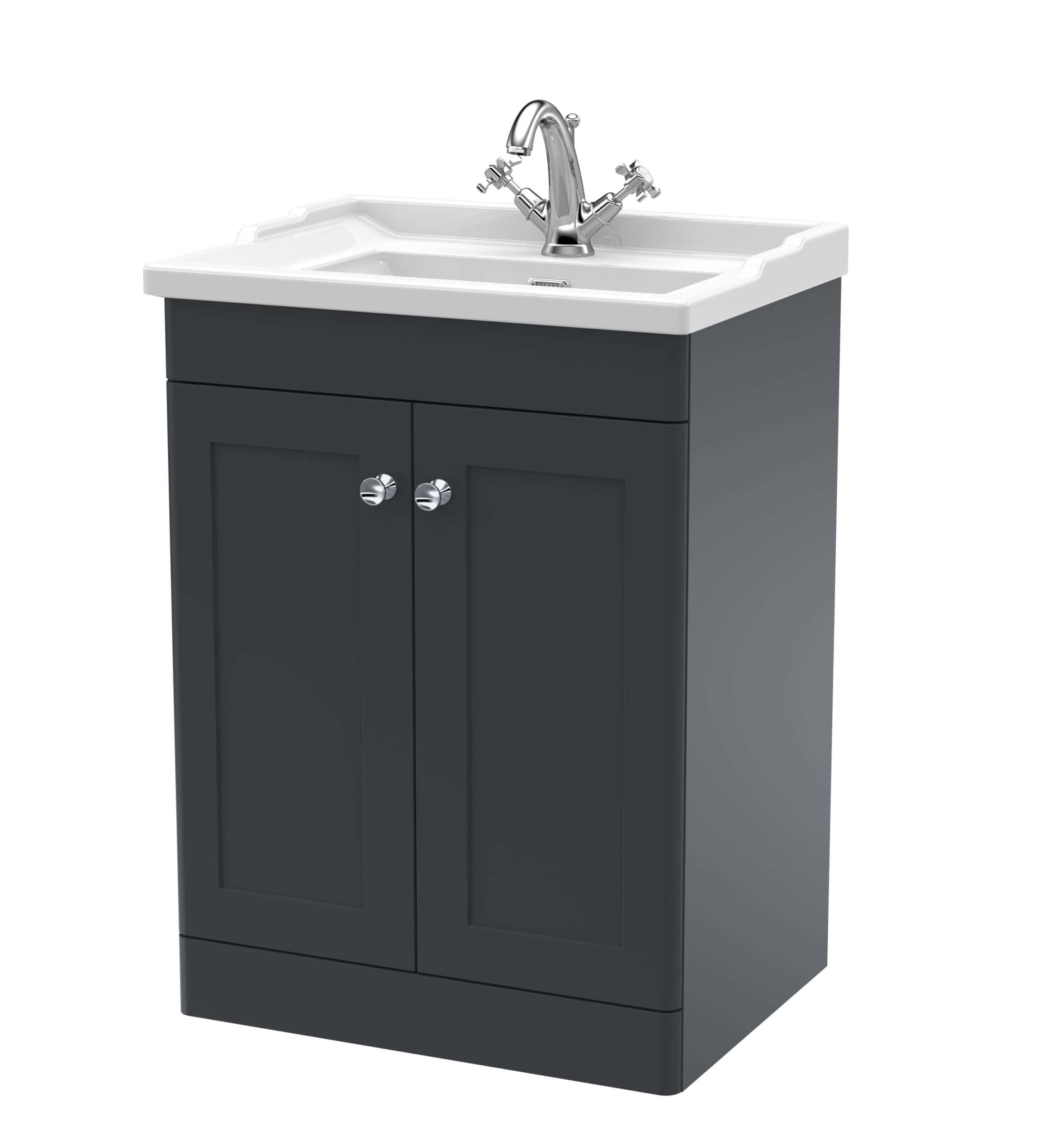 S black bathroom vanity unit with sink, chrome taps, storage cabinets, modern bathroom furniture, stylish and functional bathroom cabinet with basin, perfect for bathroom renovation or upgrade.