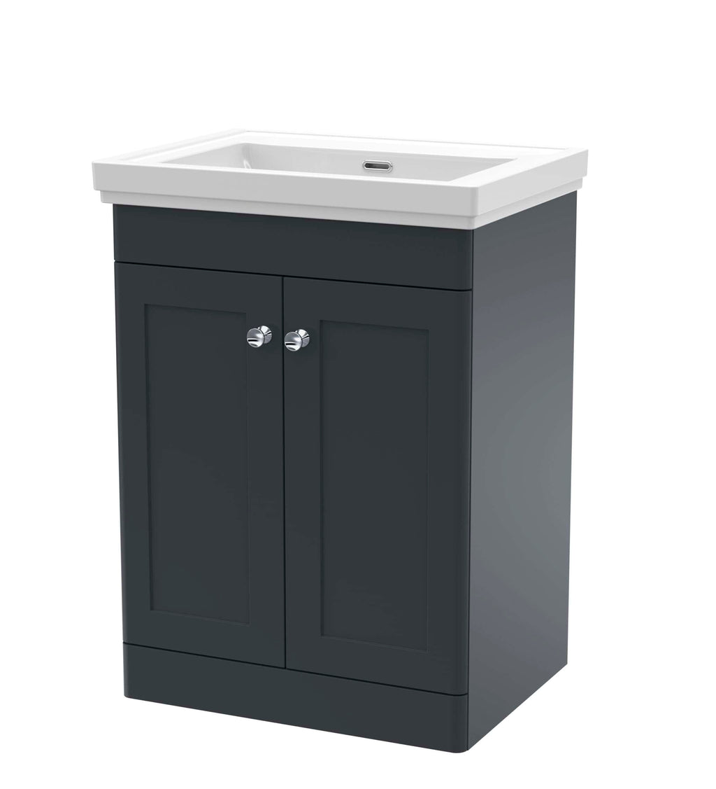 Modern grey bathroom vanity unit with integrated sink, perfect for contemporary bathrooms and home renovations. Durable build and stylish design enhance bathroom functionality and aesthetic appeal.