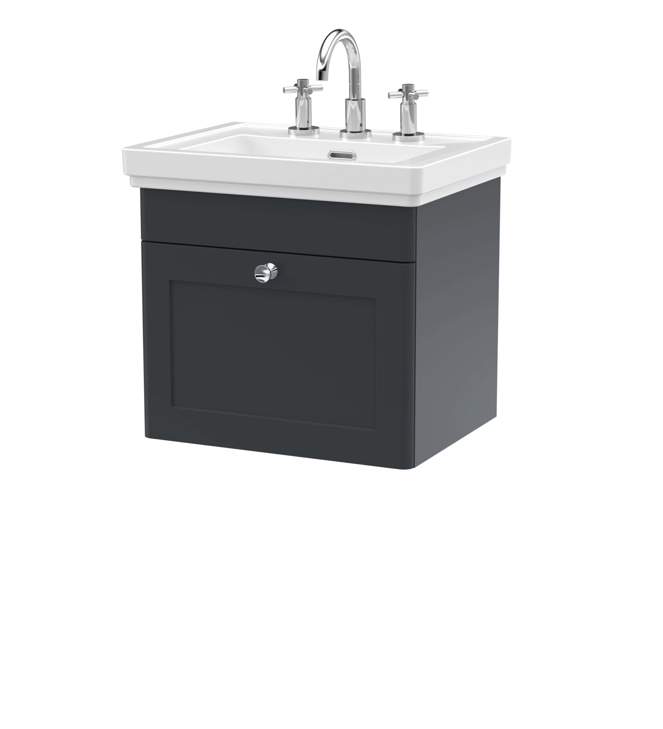 Polished bathroom sink vanity unit with modern chrome tap and storage cabinet. Ideal for contemporary bathrooms, combining style and functionality with durable materials for long-lasting use.