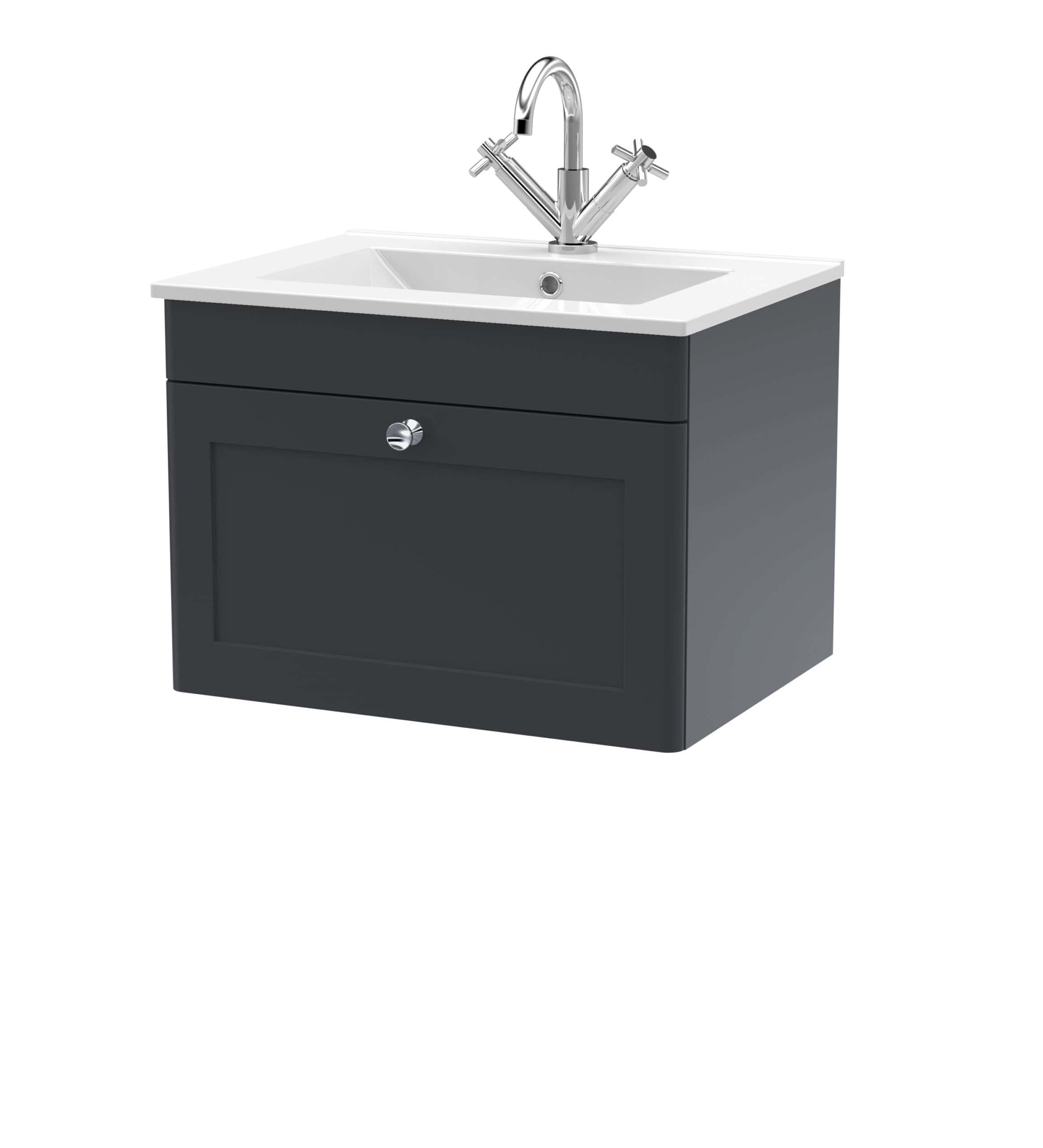 Modern bathroom vanity unit with a white sink and chrome tap, ideal for bathroom renovation or upgrading bathrooms. Stylish and functional bathroom furniture from Bubly Bathrooms.