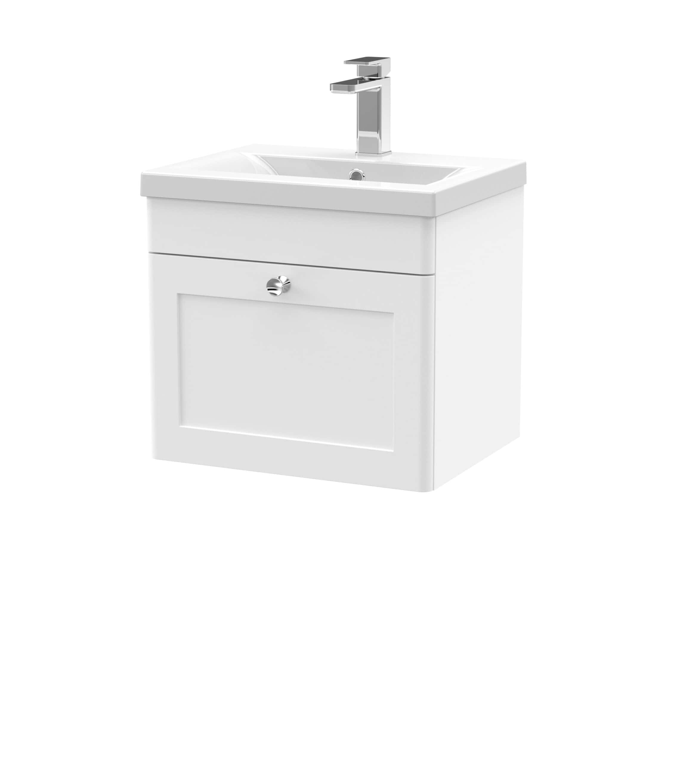Mini white bathroom vanity with integrated sink and chrome faucet, ideal for compact bathroom spaces. Featuring sleek design and storage cabinet for bathroom essentials. Perfect for modern bathroom renovation.
