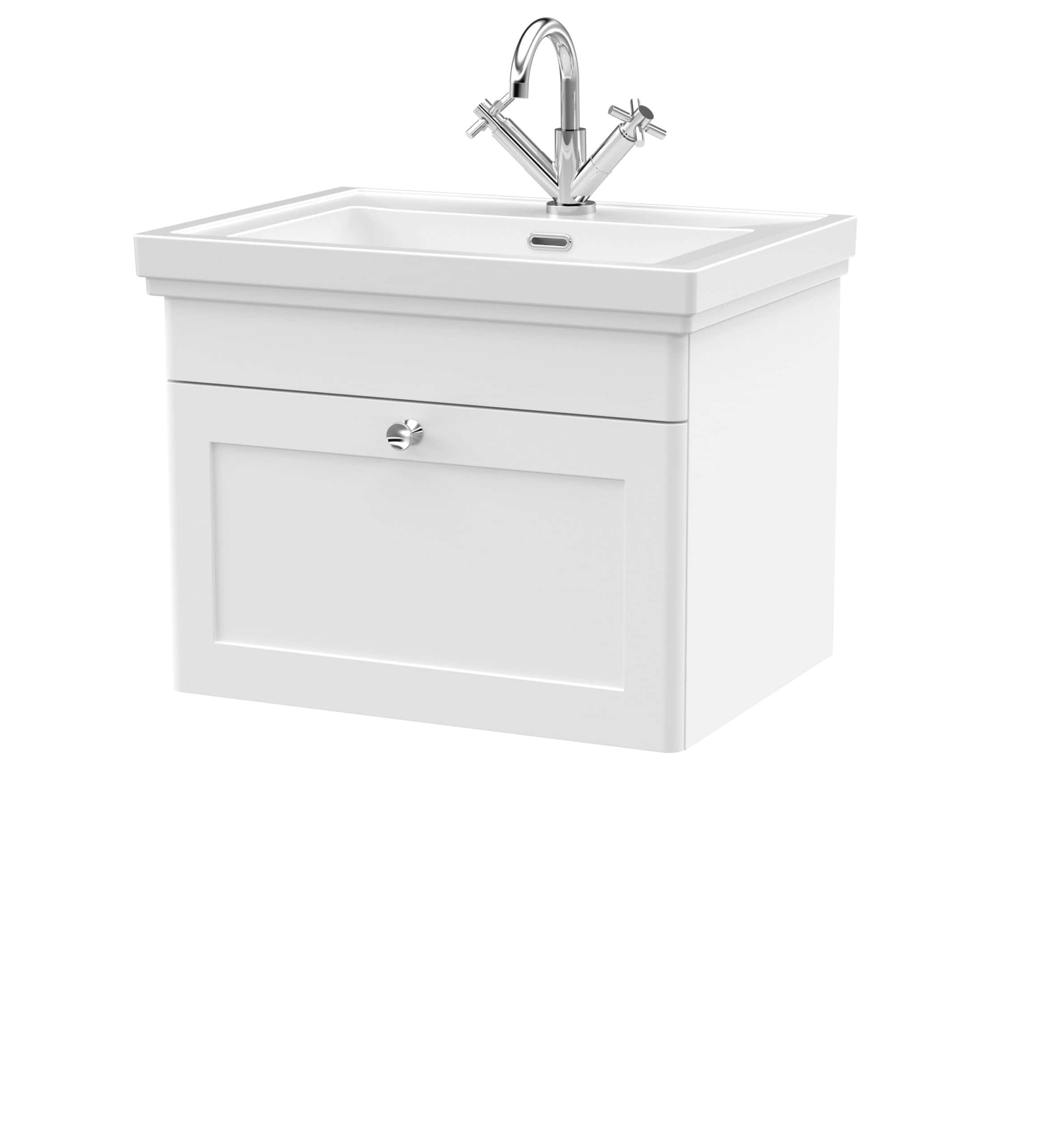 Elegant white bathroom vanity with integrated sink and chrome faucet, ideal for modern bathroom upgrades.