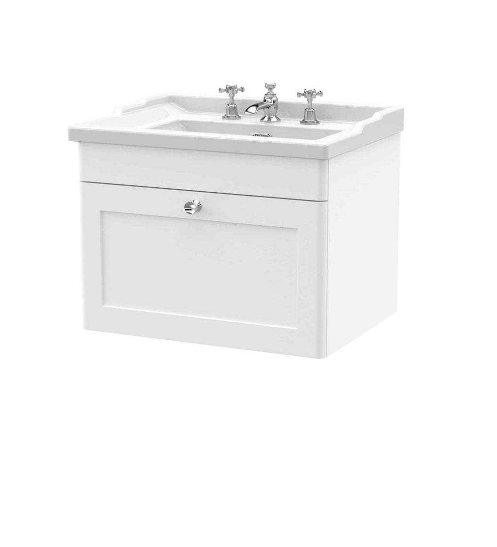 Polished white bathroom vanity with sink and chrome dual taps, ideal for modern bathroom furnishings.