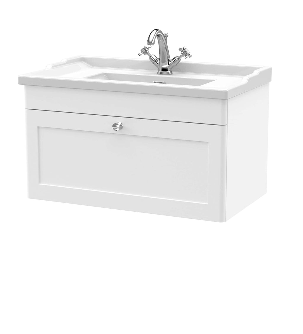 Modern white bathroom vanity with basin and chrome tap - stylish bathroom furniture for contemporary bathrooms, ideal for sleek, functional bathroom design, premium quality finish.