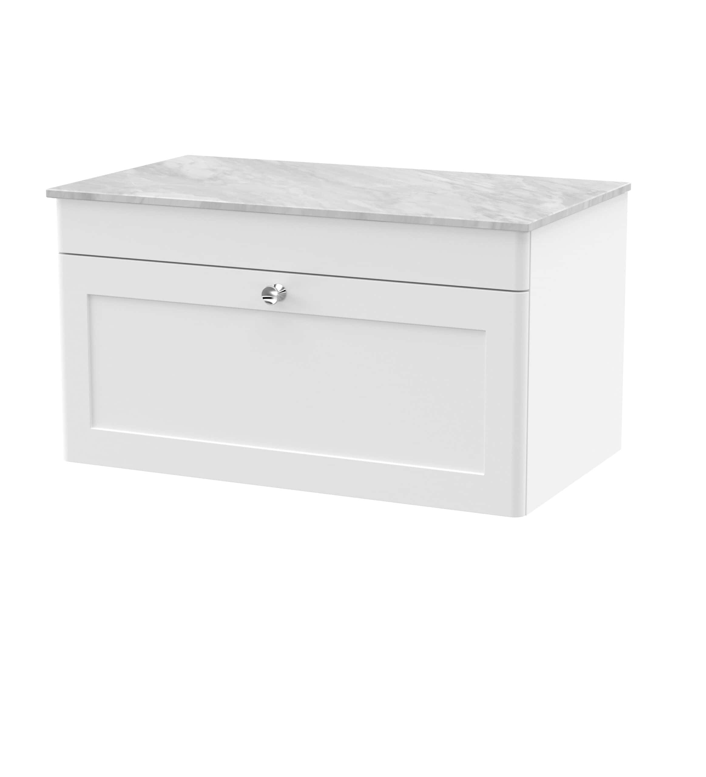 White bathroom storage cabinet with marble top, ideal for modern bathroom decor. Features sleek design and practical storage space for bathroom essentials. Perfect for a contemporary bathroom setting.