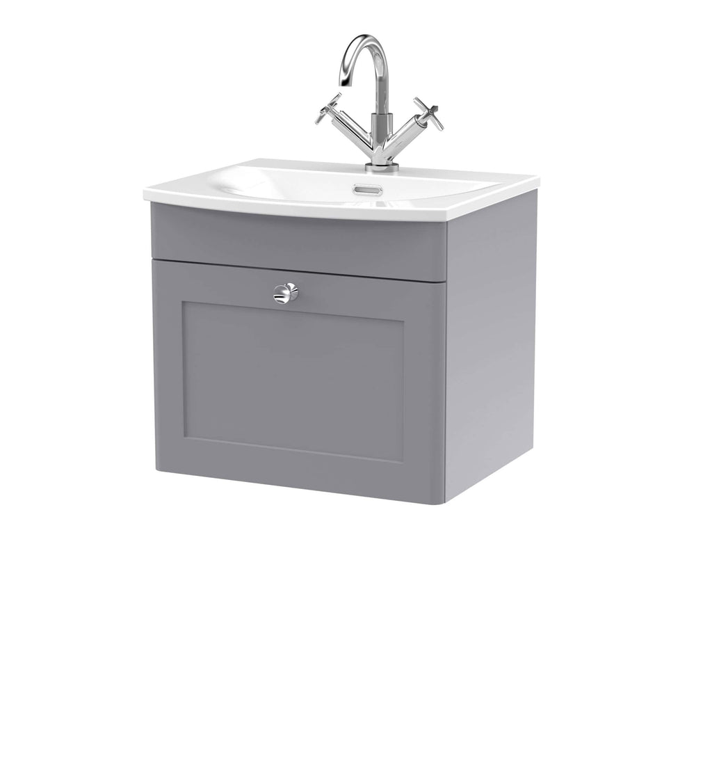 Bathroom vanity unit with integrated sink and modern chrome tap, ideal for stylish bathroom upgrades. Perfect for small and contemporary bathroom designs, offering practical storage solutions.