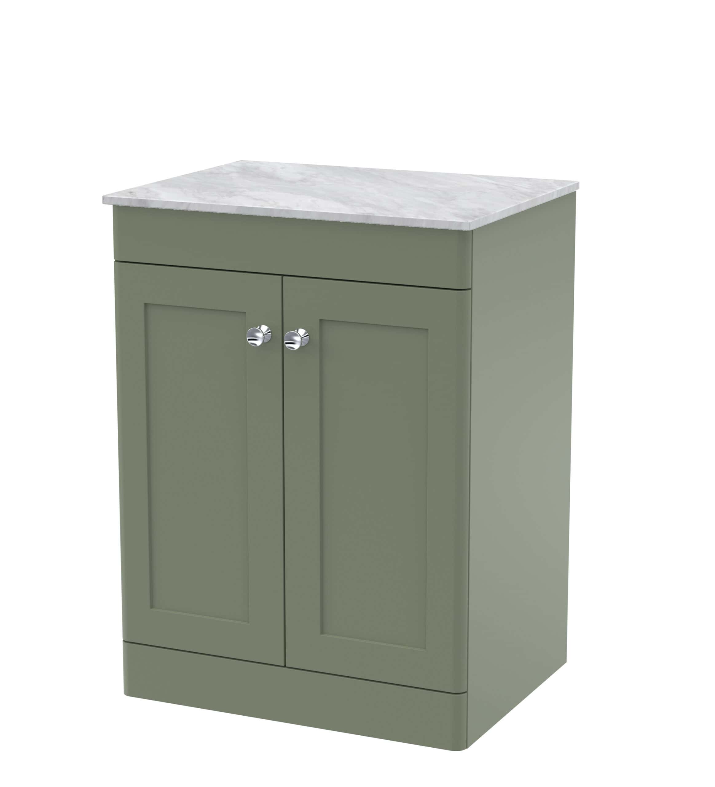 Soft grey bathroom vanity unit with marble countertop, stylish storage for modern bathrooms, durable and elegant bathroom furniture, from Bubly Bathrooms.
