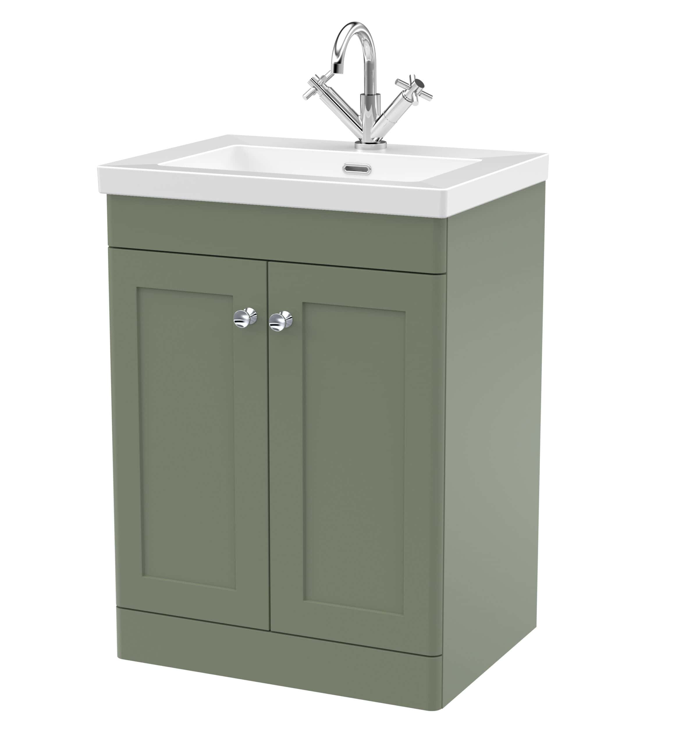 Elegant bathroom vanity with a white ceramic sink and chrome fixtures, ideal for modern bathroom or washroom installations.