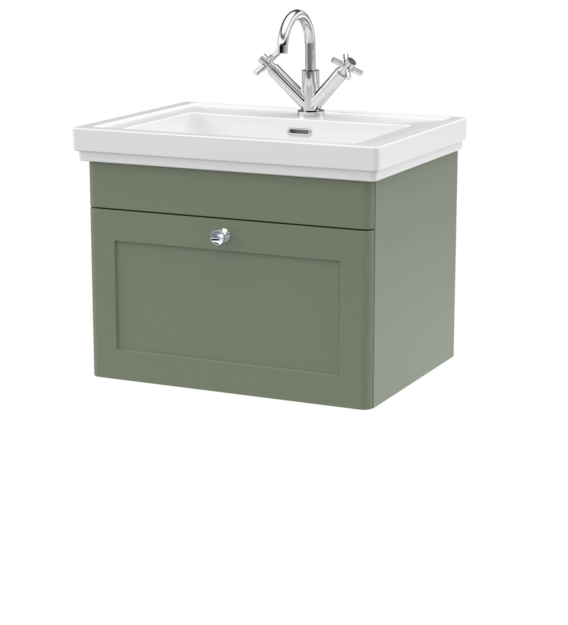 High-quality bathroom vanity with integrated sink and chrome mixer tap, perfect for modern bathroom designs. Compact storage cabinet, ideal for bathroom organisation and style enhancement.