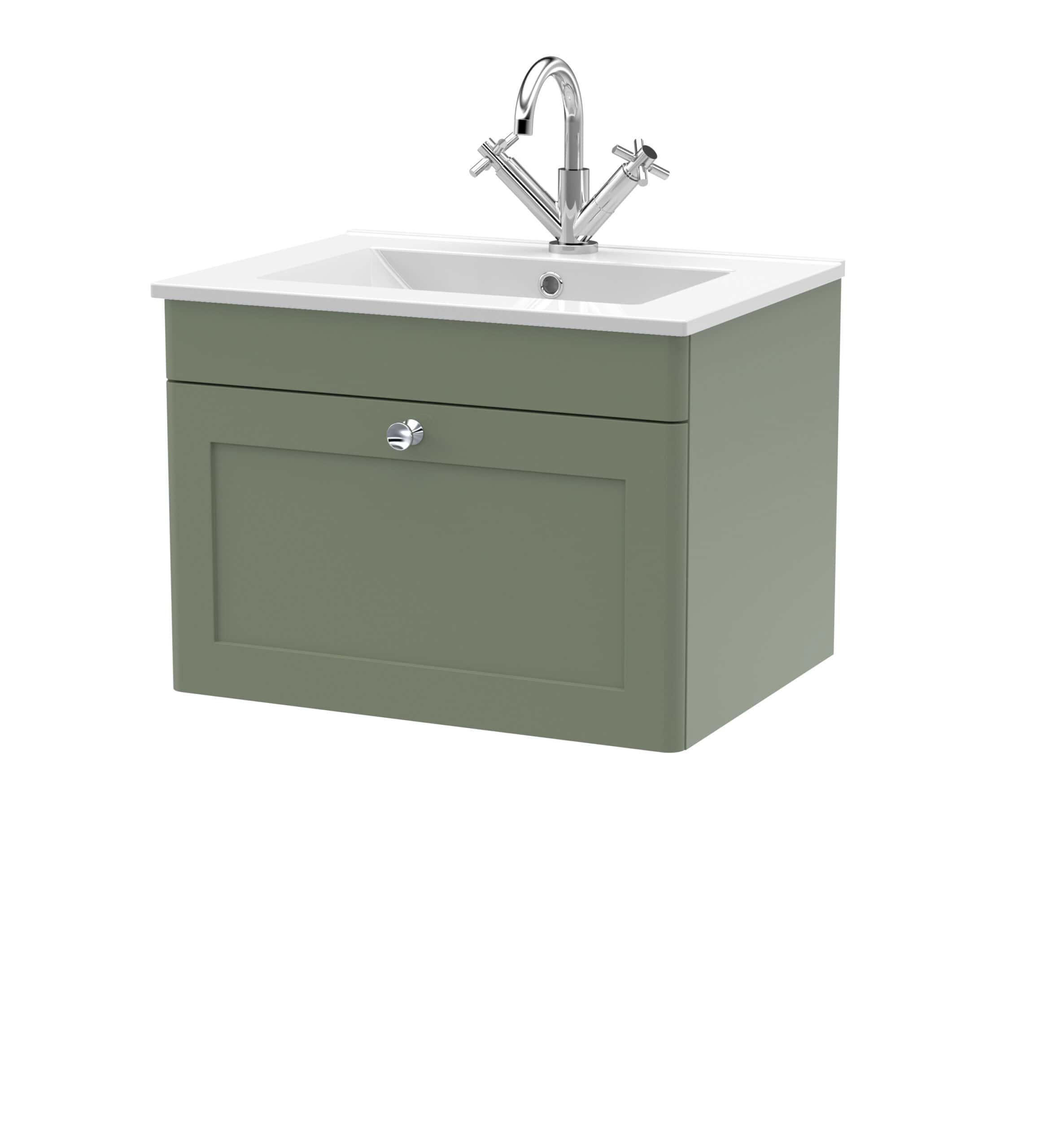Modern bathroom vanity unit with built-in sink and chrome tap, ideal for contemporary bathroom renovation and design.