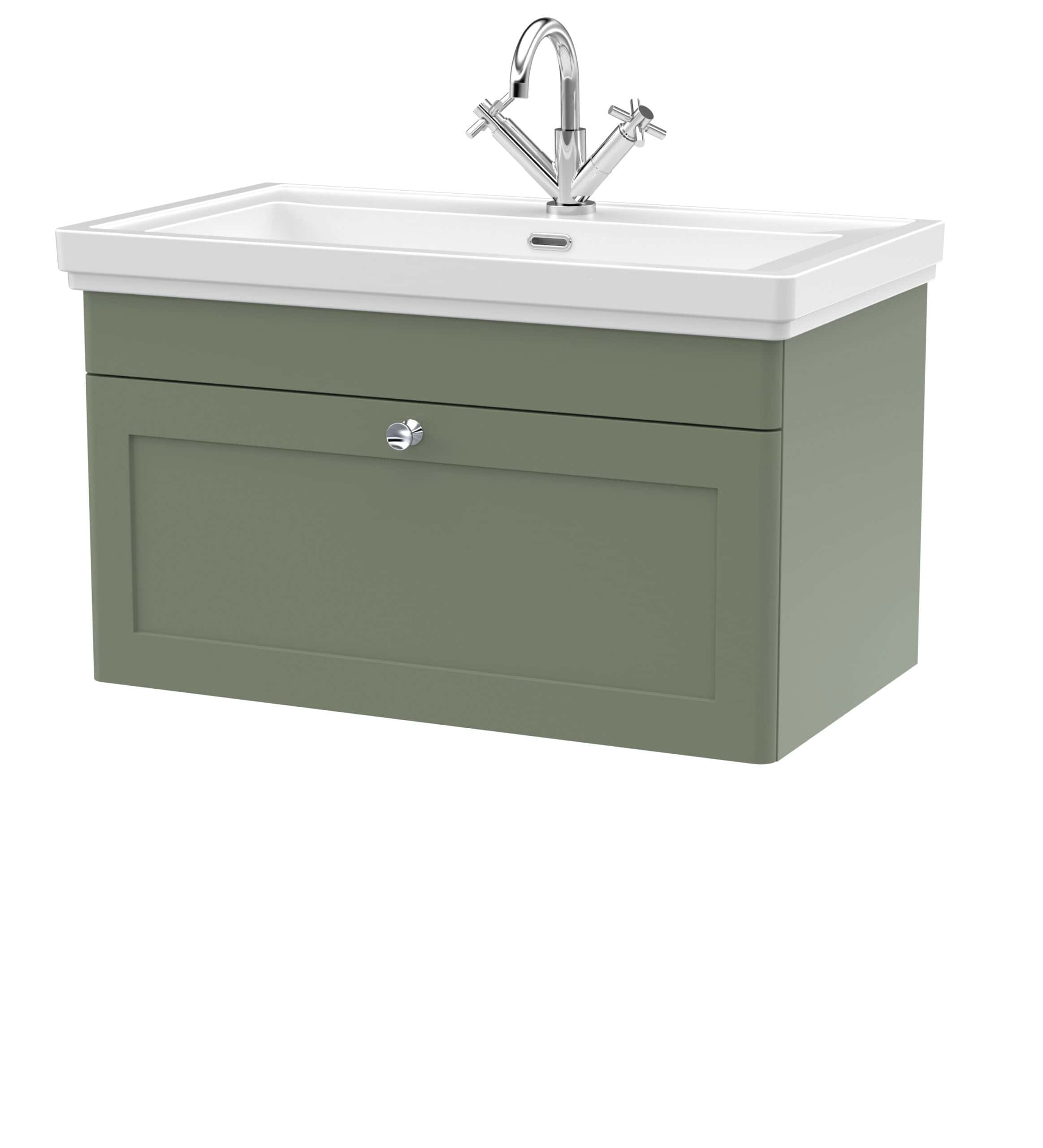 Elegant bathroom vanity with basin and chrome faucet, ideal for modern bathroom designs, featuring storage cabinet, durable construction, and stylish aesthetics for a functional and attractive bathroom setup.