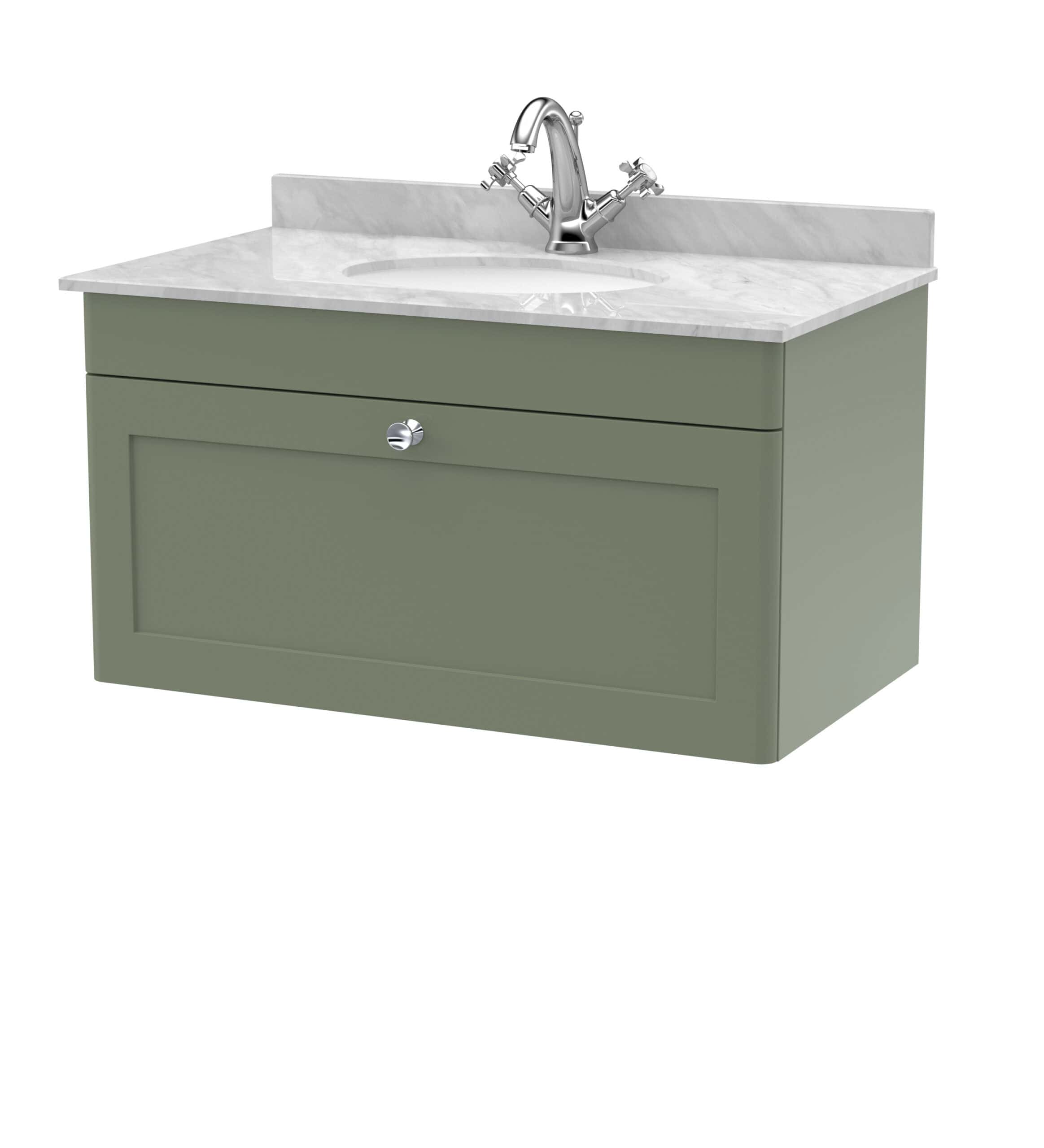 Sustainable bathroom vanity unit with marble countertop, modern chrome tap and eco-friendly design, perfect for contemporary bathrooms looking for stylish and eco-conscious bathroom solutions.