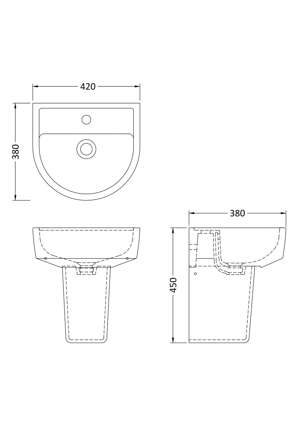 High-quality bathroom washbasin design with precise measurements and plumbing details, ideal for modern bathroom renovations and installations. Suitable for ensuring optimal space and functionality.